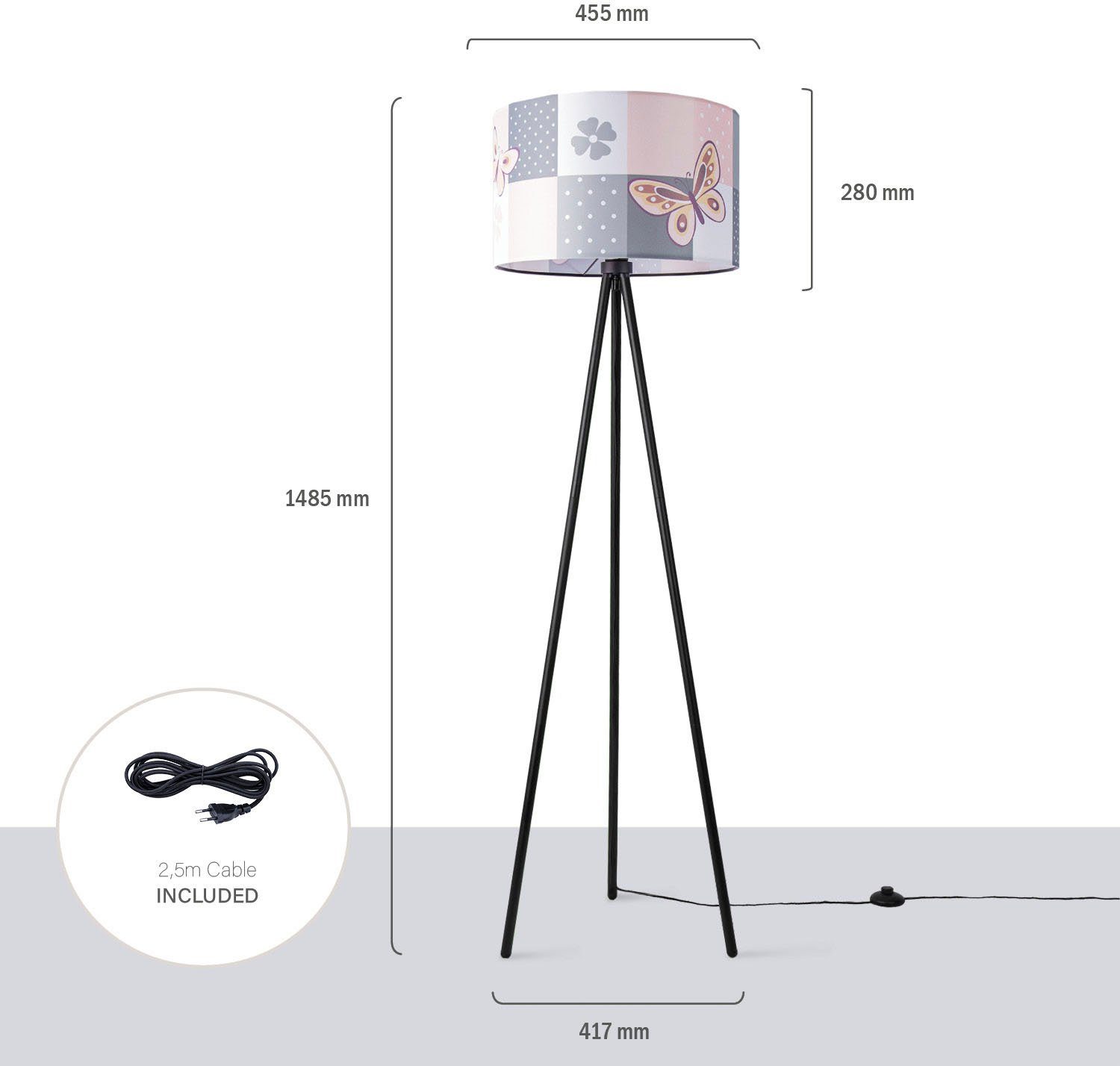Paco Home Staande lamp Trina Cosmo Lamp kinderkamer kindlamp babykamer E27 vlinder bloemen