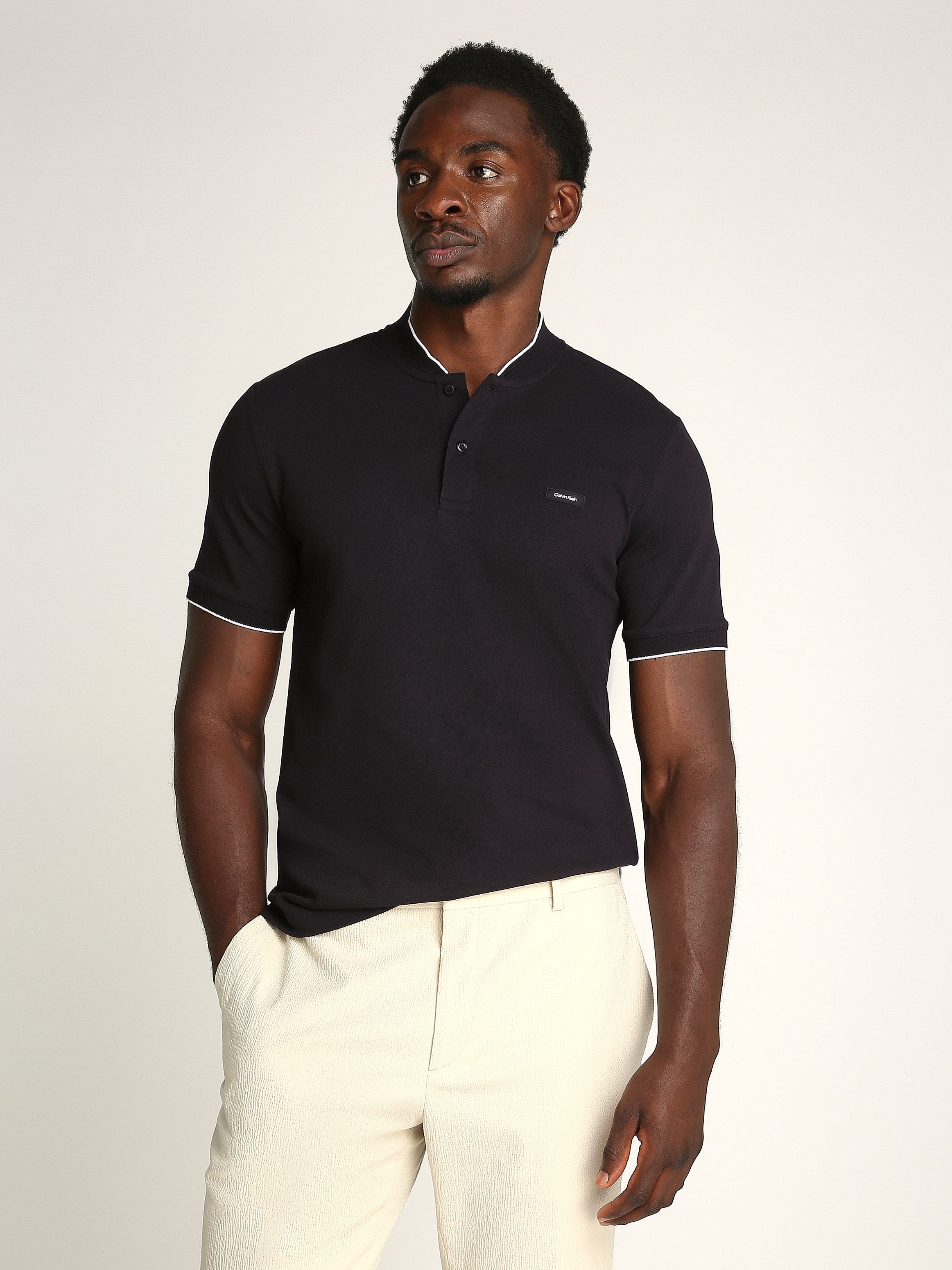 Calvin Klein Poloshirt STRETCH PIQUE STAND COLLAR POLO heren poloshirts maat XXL zwart