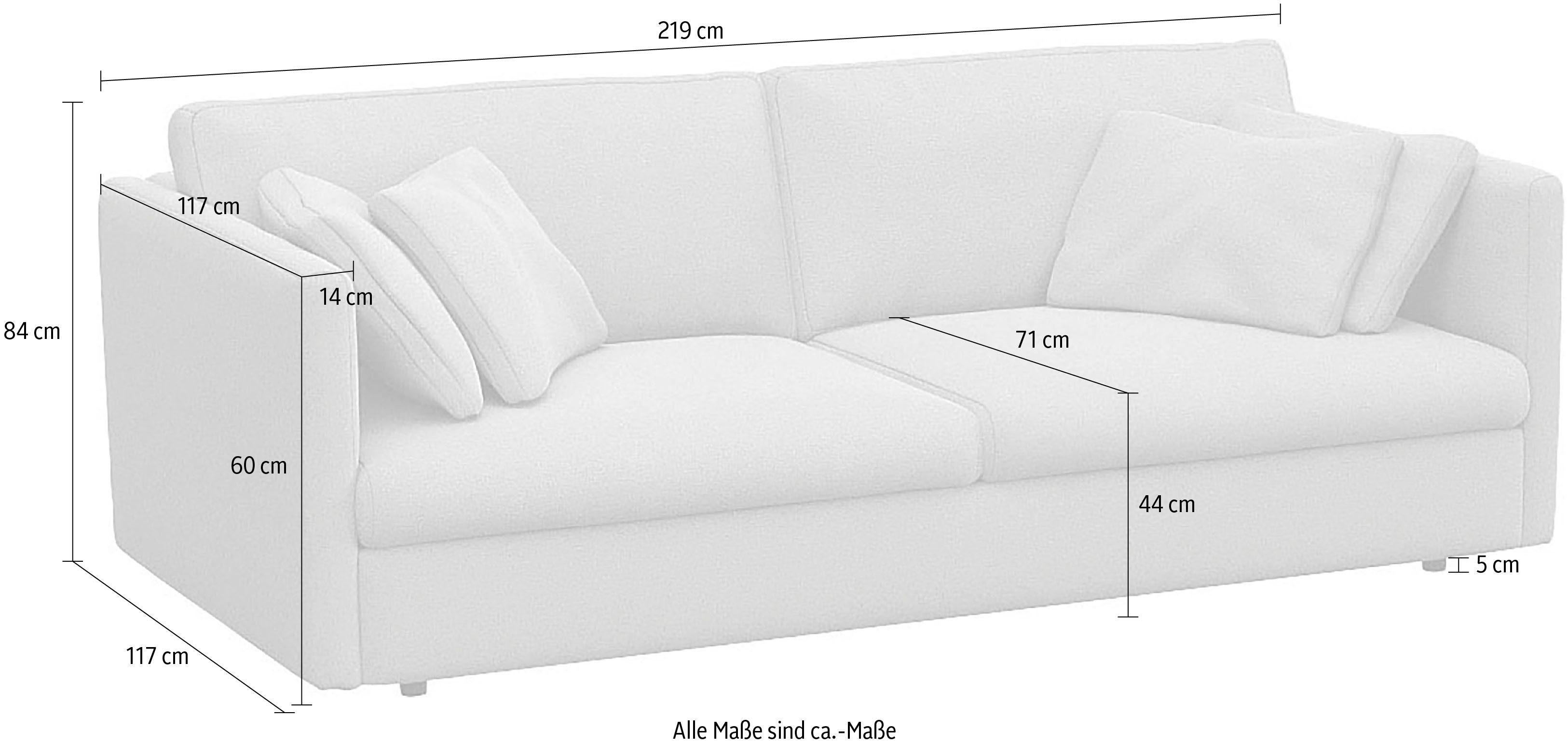 FLEXLUX 3-zitsbank Lovane Zacht en zeer comfortabel, grote zitdiepte op koudschuim, inclusief sierkussen