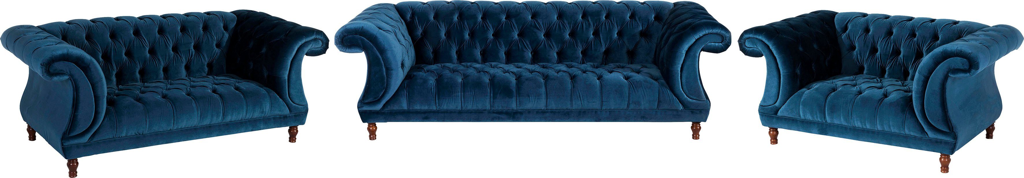 Max Winzer® Loveseat Isabelle, loungestoel Capitonnage & gedraaide poten in beuken notenkleur, breedte 167 cm