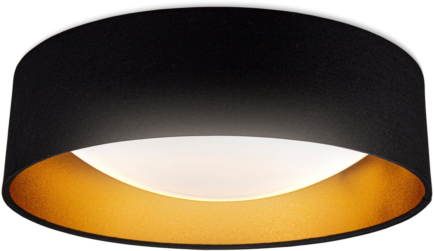 B.K.Licht Led-plafondlamp BK_SD1451 LED Deckenlampe, Ø40cm, Stoffschirm Schwarz-Gold, 18W