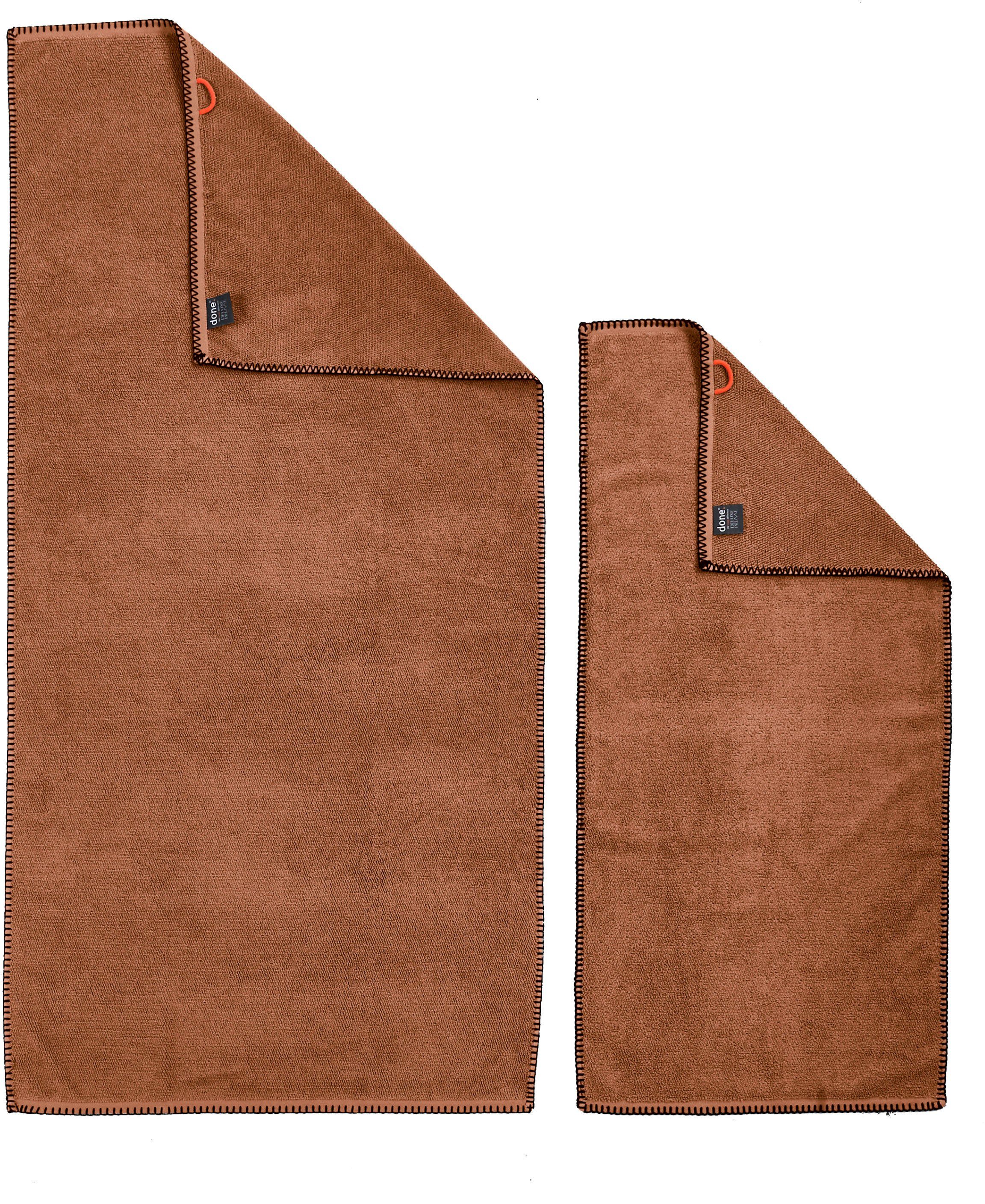 done.® Handdoekenset Deluxe Prime met afwerknaad in zwart (set, 4 stuks)