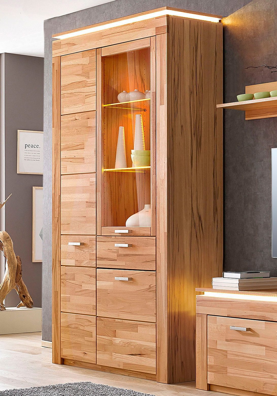 VOGL Möbelfabrik Vitrinekast Hoogte 209 cm vitrinekasten beige