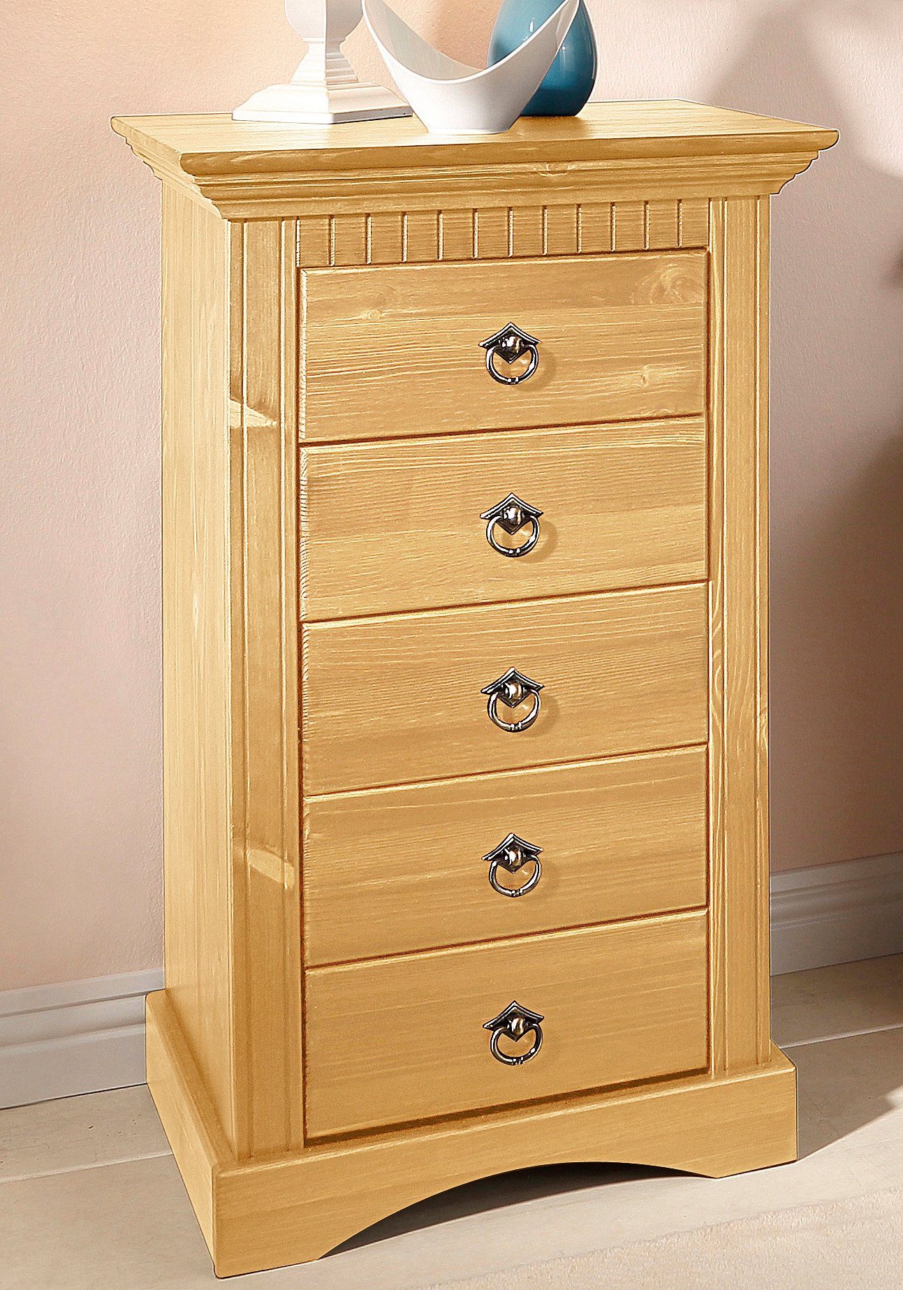 Home affaire Kast Rustiek Breedte 48 cm, van massief grenen, FSC-gecertificeerd dressoirs maat 48x38x81 cm beige