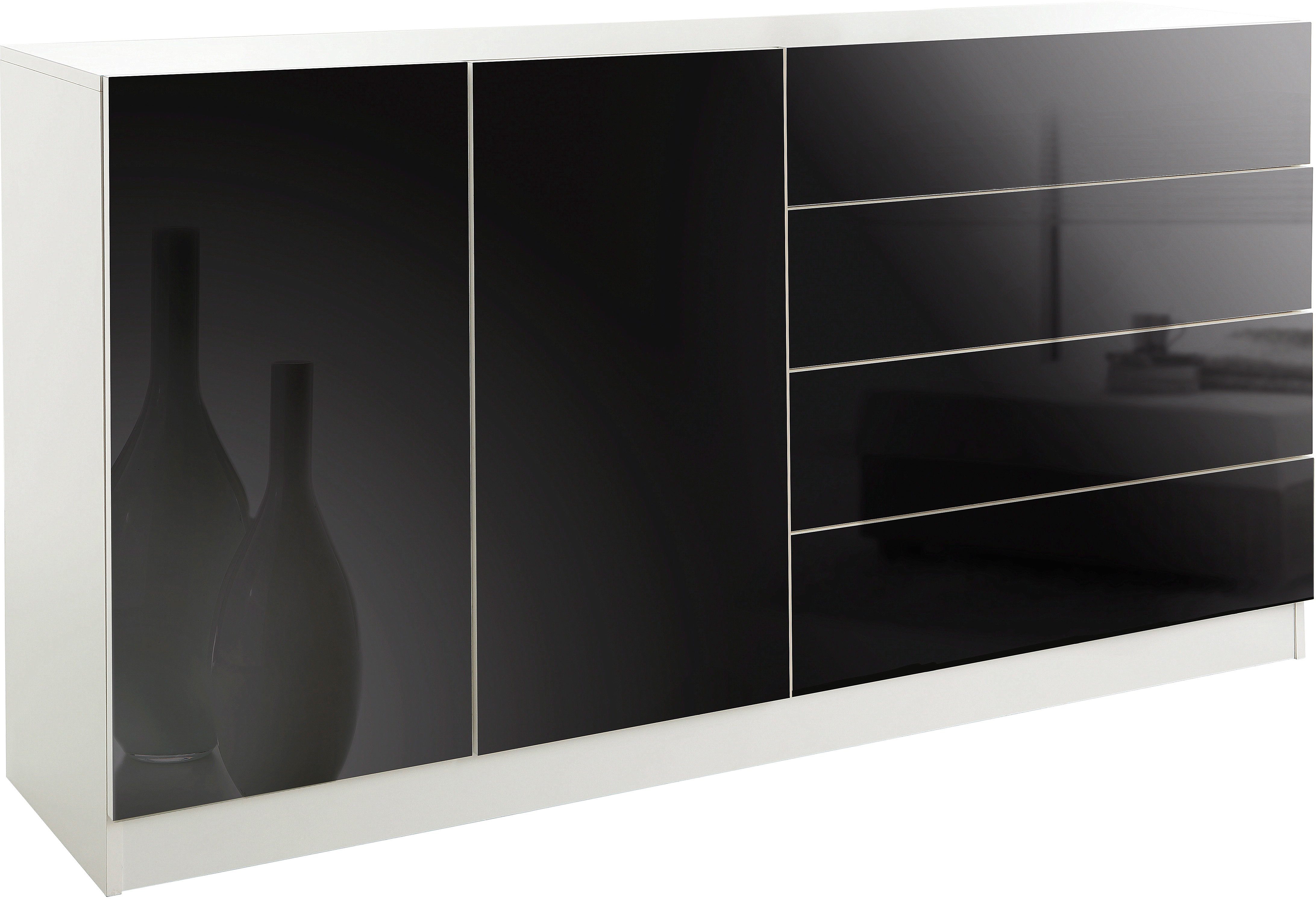 borchardt Möbel Dressoir Vaasa Breedte 152 cm dressoirs maat 152x35x79 cm zwart
