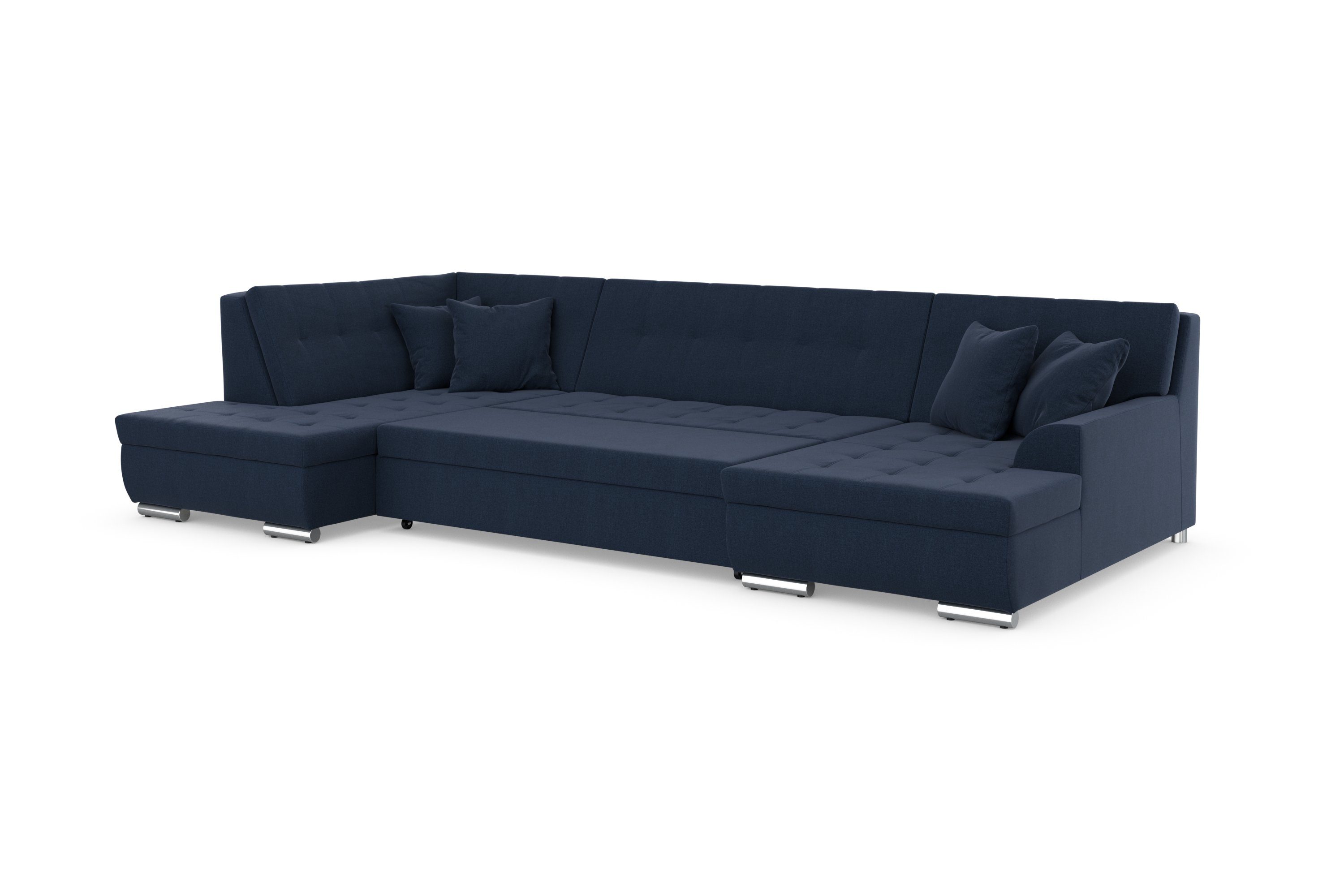 DOMO collection Zithoek Treviso inclusief sierkussen, moderne stiksels, XXL: B/D/H: 364/201/83 cm naar keuze met slaapfunctie, in vele soorten bekleding ook in cord u-model