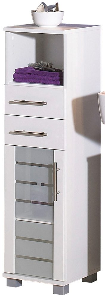 Schildmeyer Halfhoge kast Nikosia Breedte 30 cm, met glasdeur, 2 laden, mdf-fronten, metalen grepen