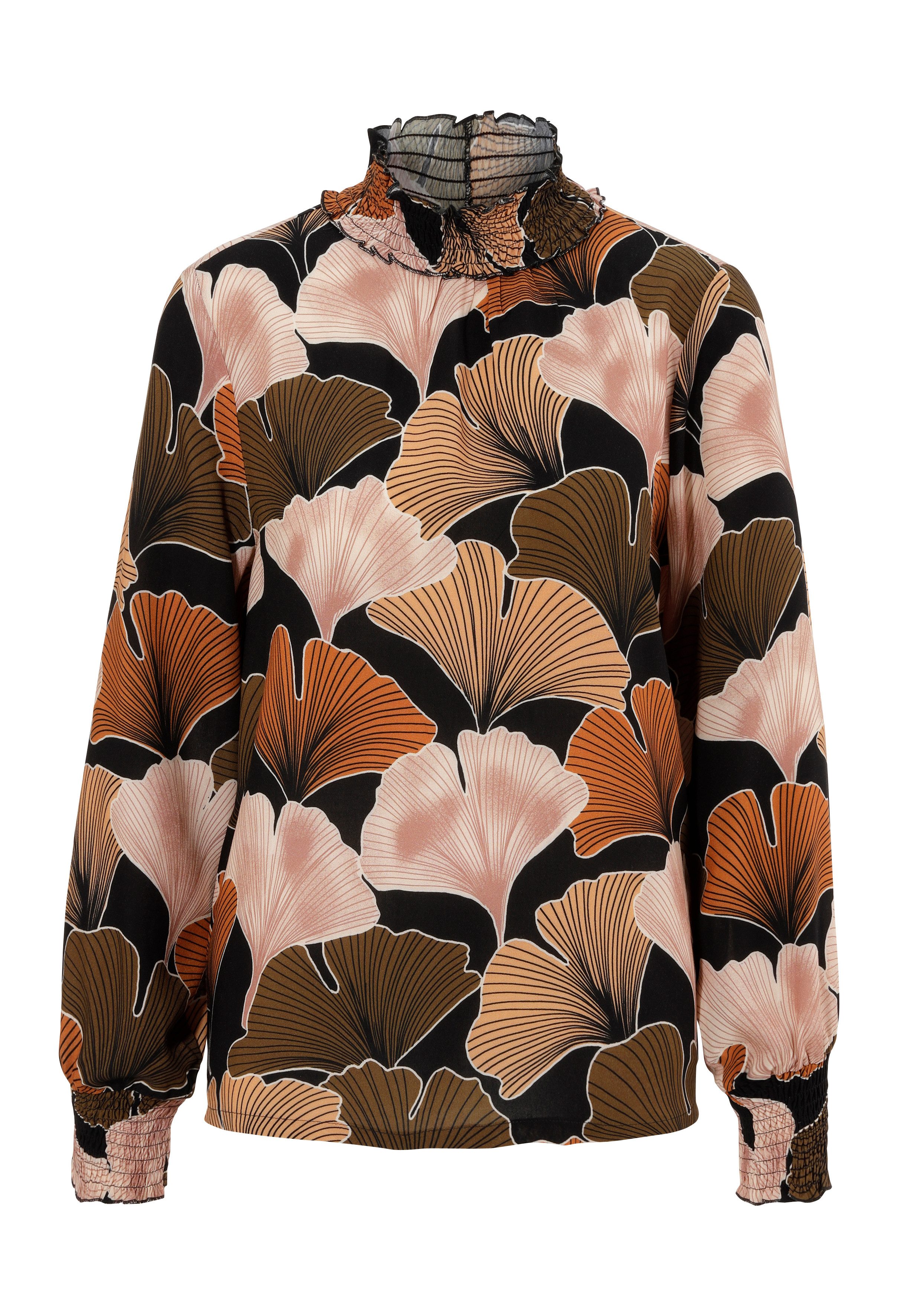 Aniston CASUAL Blouse zonder sluiting met aardkleurige, grootbladige print