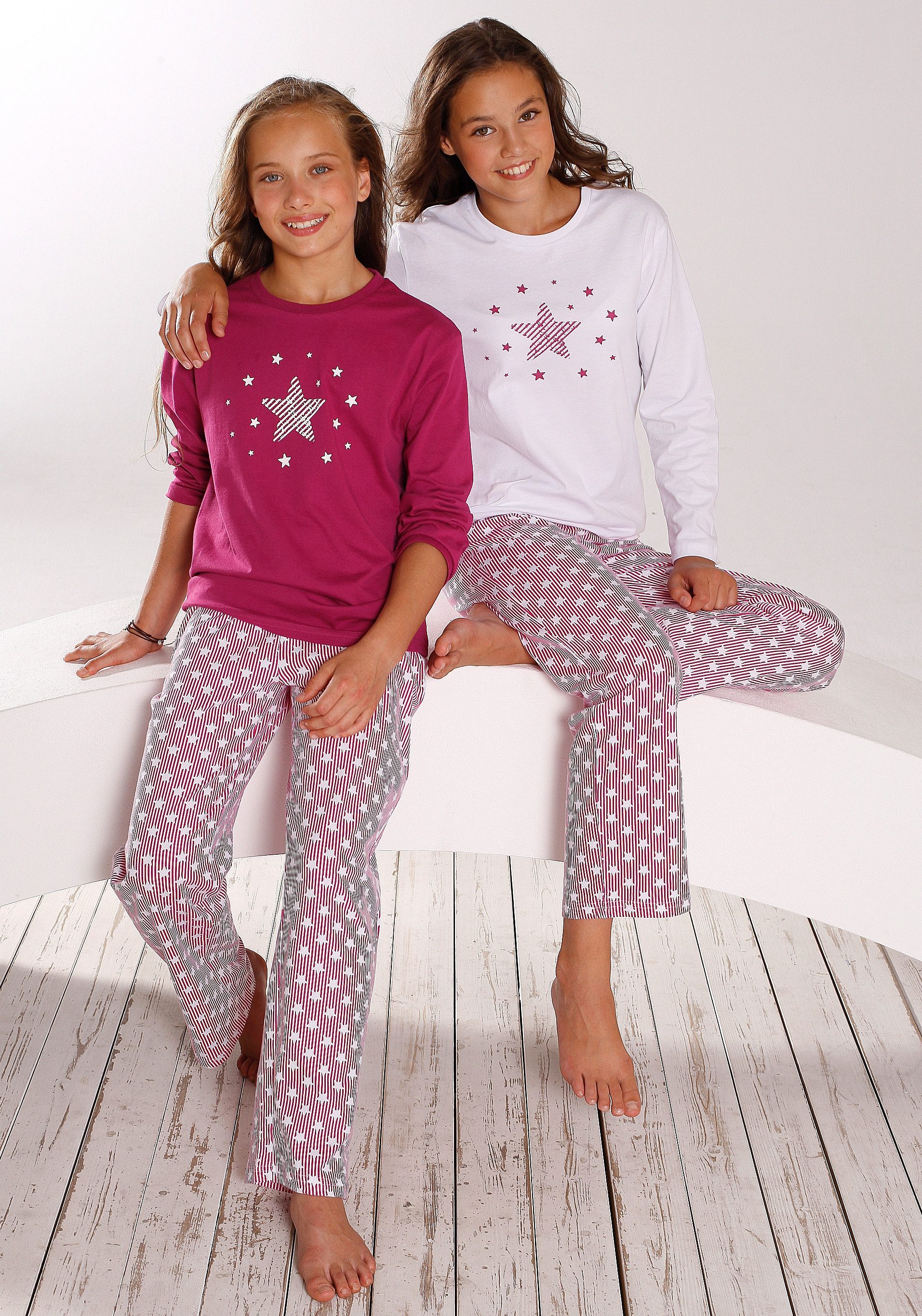 Petite fleur Pyjama modieuze sterrenprint op de shirts en broeken (4-delig, Set van 2)