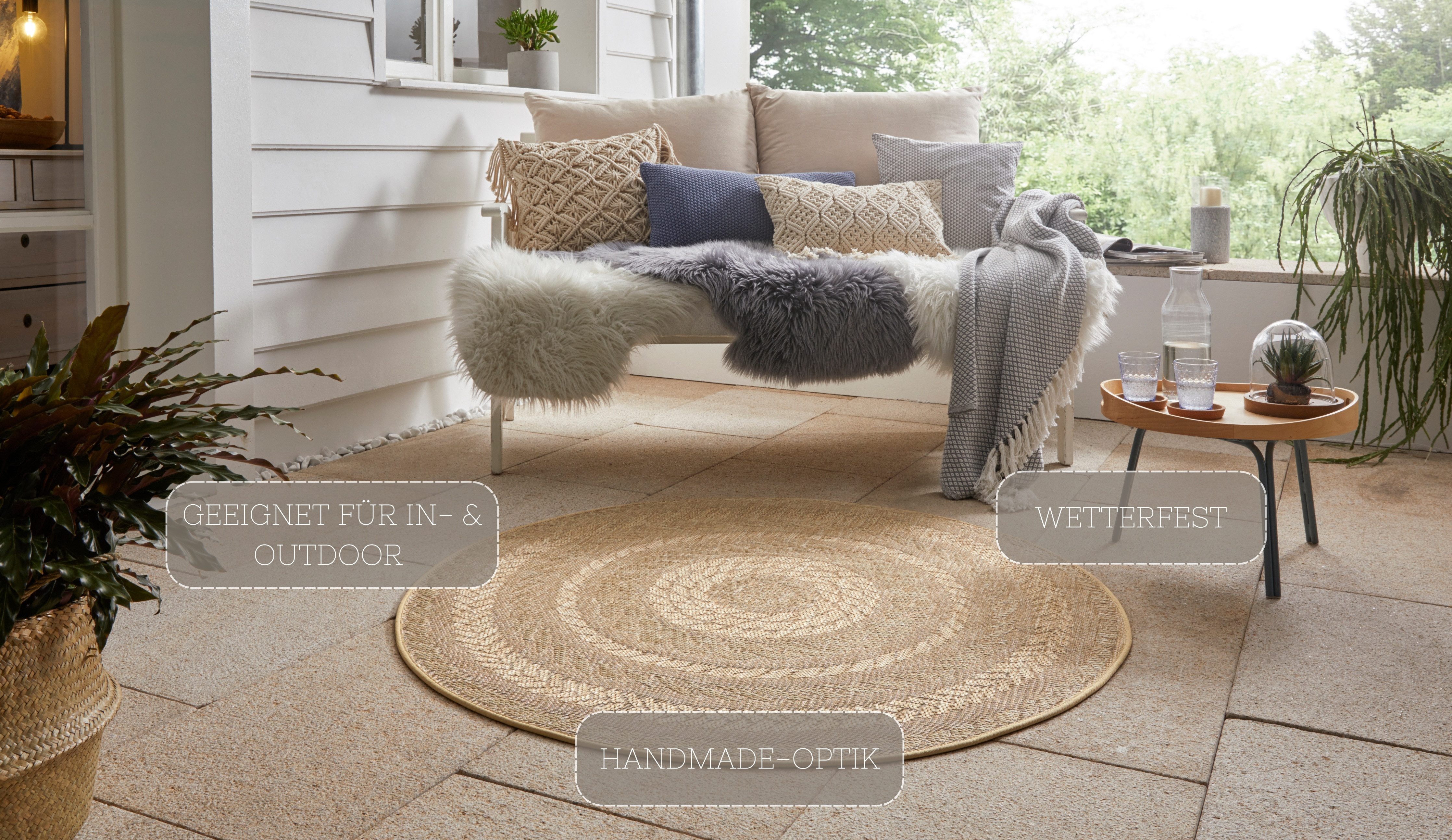 NORTHRUGS Vloerkleed Almendro Sisal-look, robuust, gemakkelijk in onderhoud, platweefsel