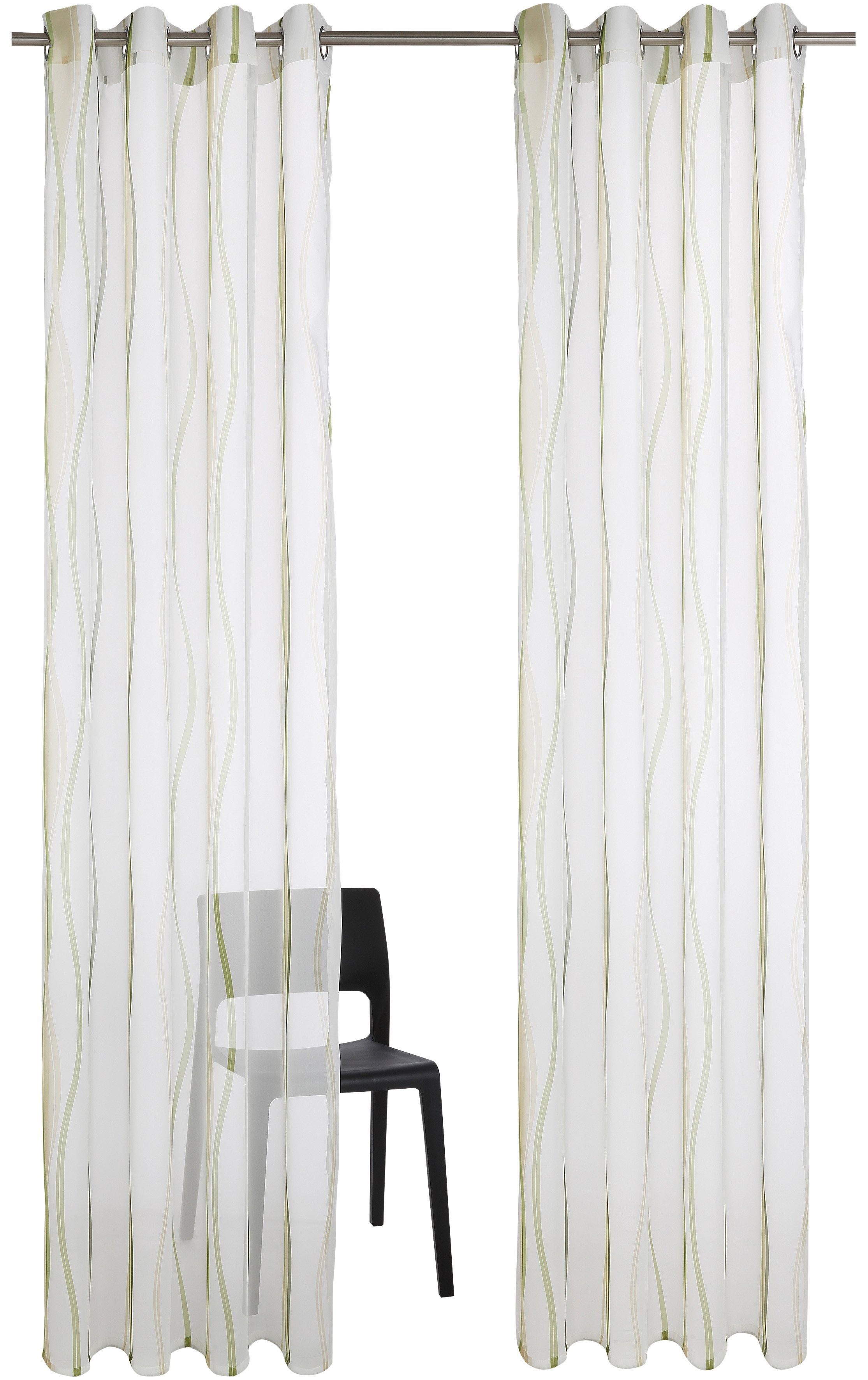 my home Gordijn Dimona set van 2, transparant, voile, polyester, golven (2 stuks)