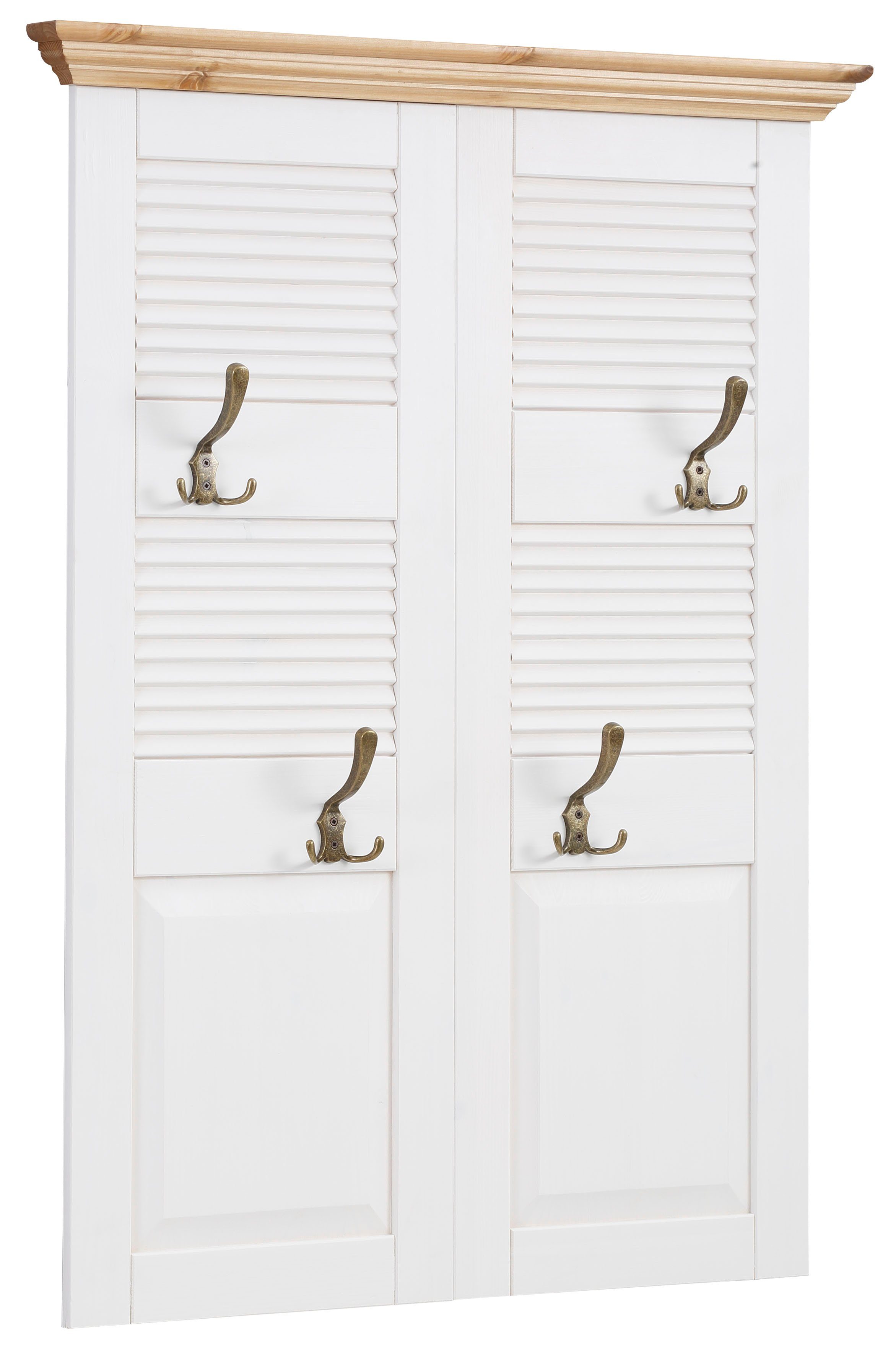Home affaire Kapstokpaneel Ayanna Breedte 84 cm, met 4 dubbele haken, van massief grenen, FSC®