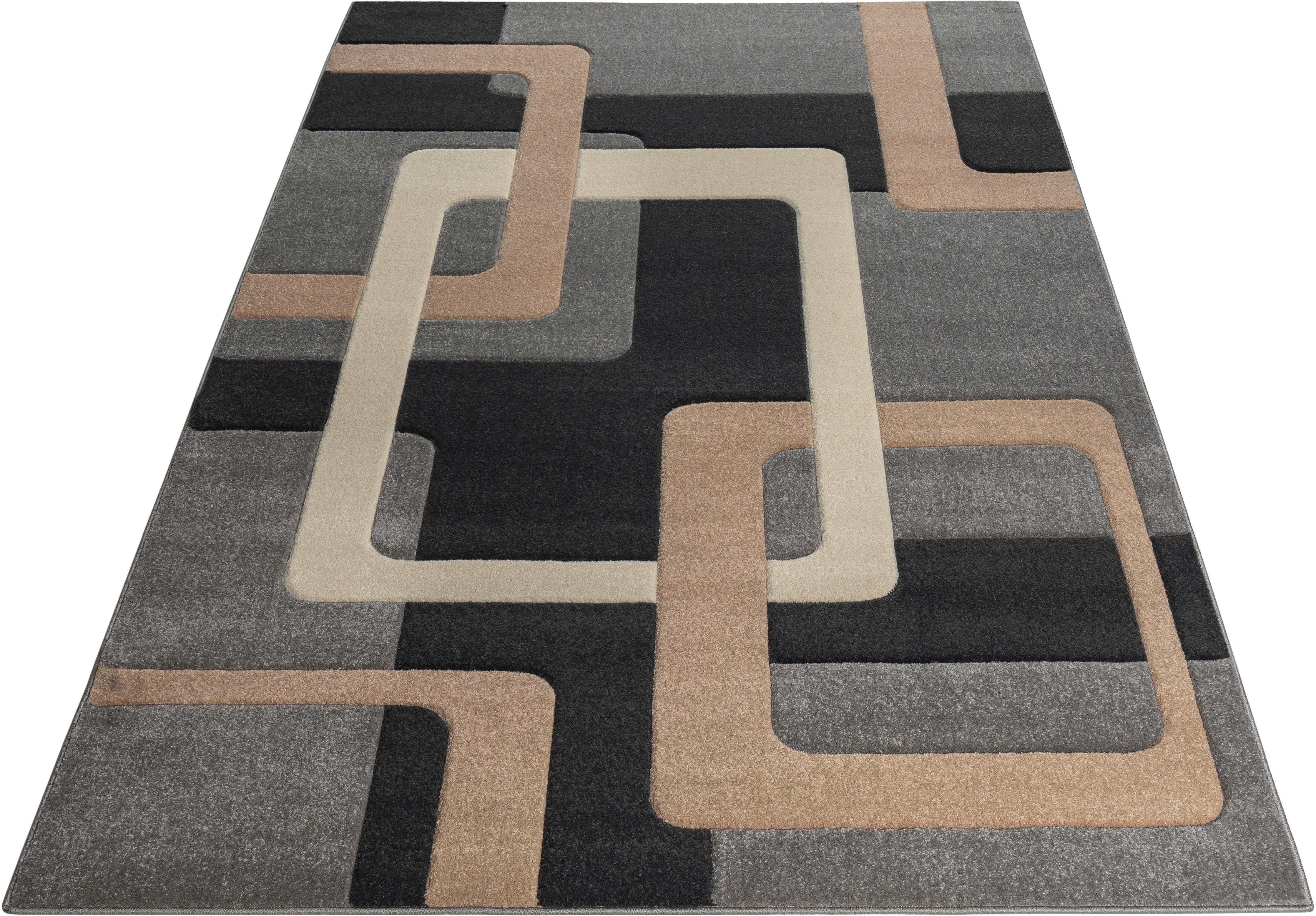 my home Vloerkleed Maxim Hoog-laag effect, kortpolig, 3D-ontwerp, klantenfavoriet