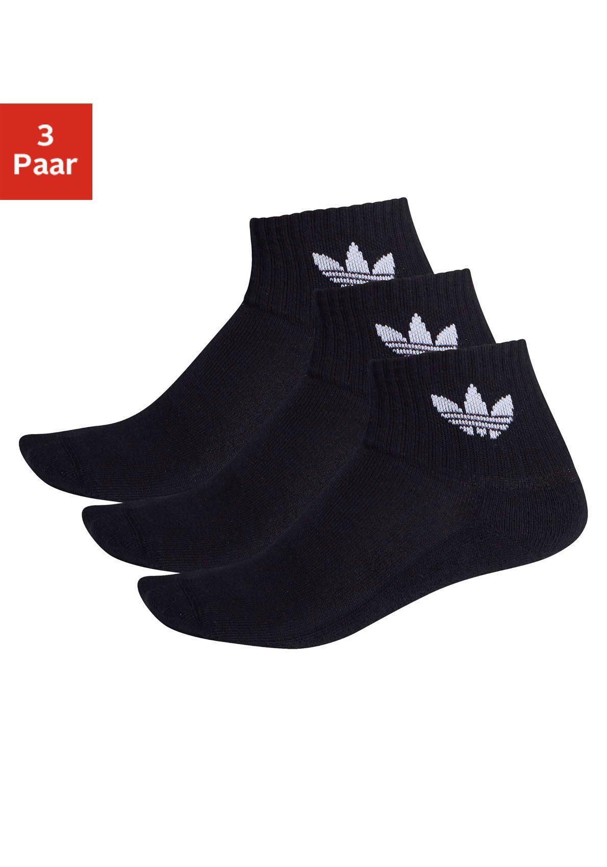 adidas originals sportsokken midcut crew socks, 3 paar zwart