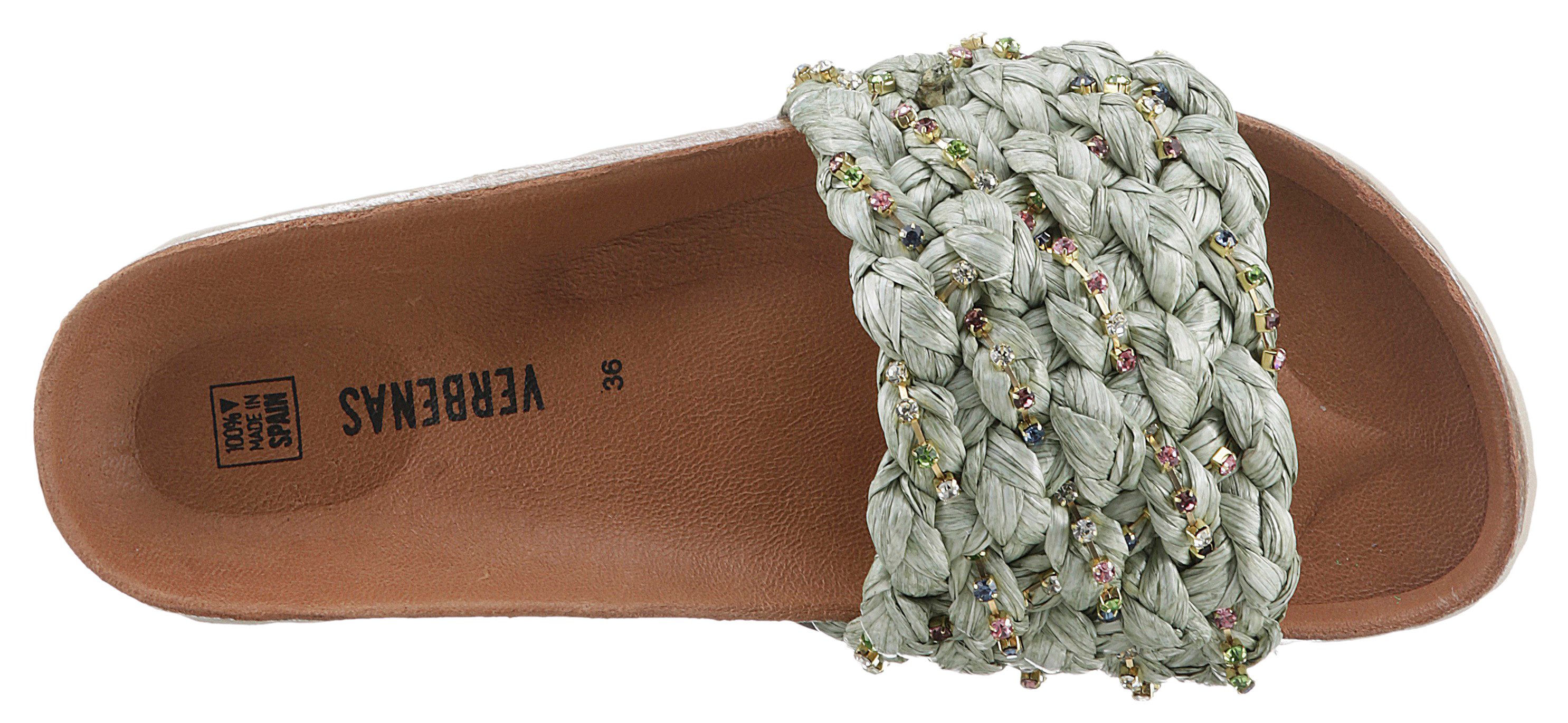 VERBENAS Slippers RICA TRENZA RAFIA BRILLOS , zomerschoen, badschoen, slippers met leren voetbed