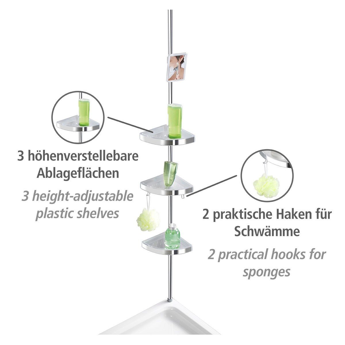 WENKO Telescooprek Premium 3 plateaus, 1 spiegel