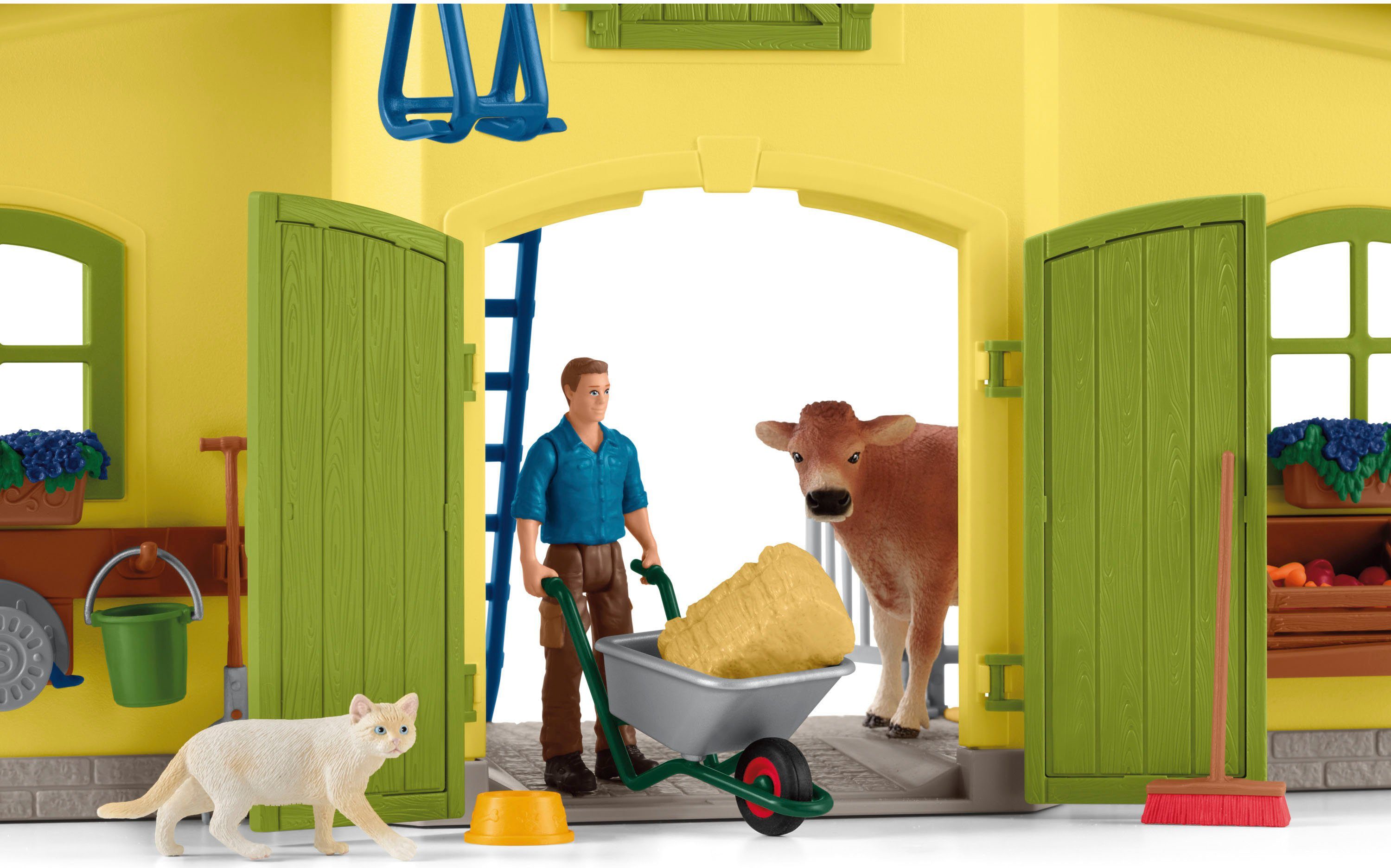 Schleich® Speelwereld FARM WORLD, Grote stal met dieren en accessoires (42605)