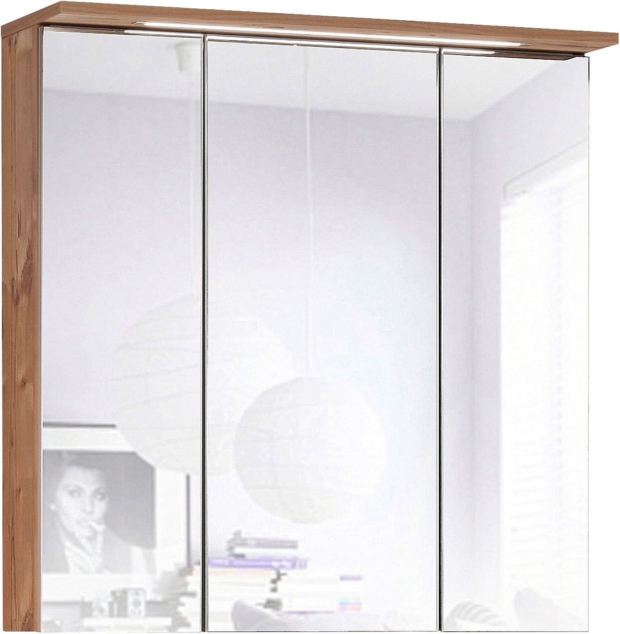 Schildmeyer Spiegelkast Profiel Breedte 70 cm, 3-deurs, ledverlichting, schakelaar-/stekkerdoos