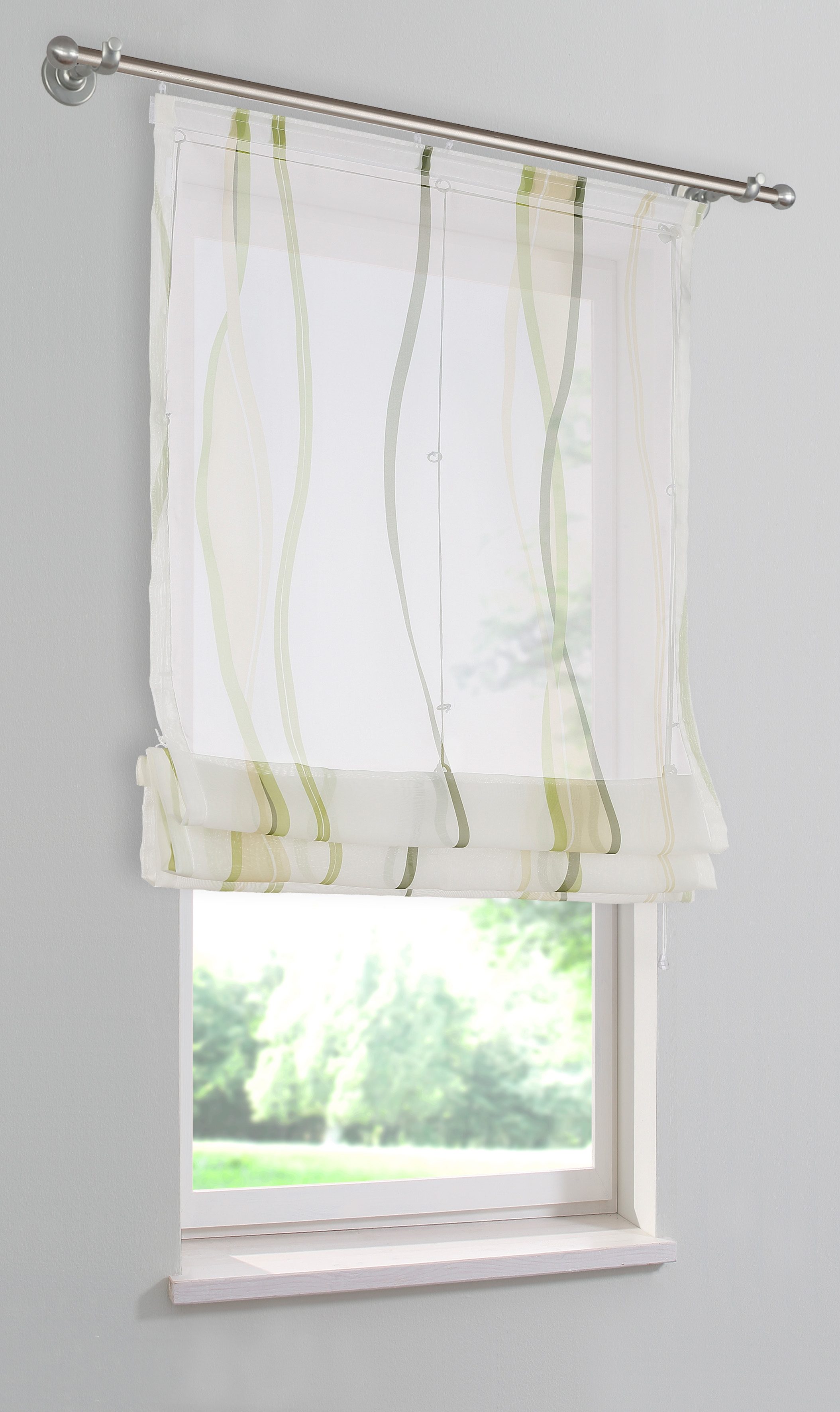 my home Romeins rolgordijn Dimona Transparant, voile, polyester, golven (1 stuk)