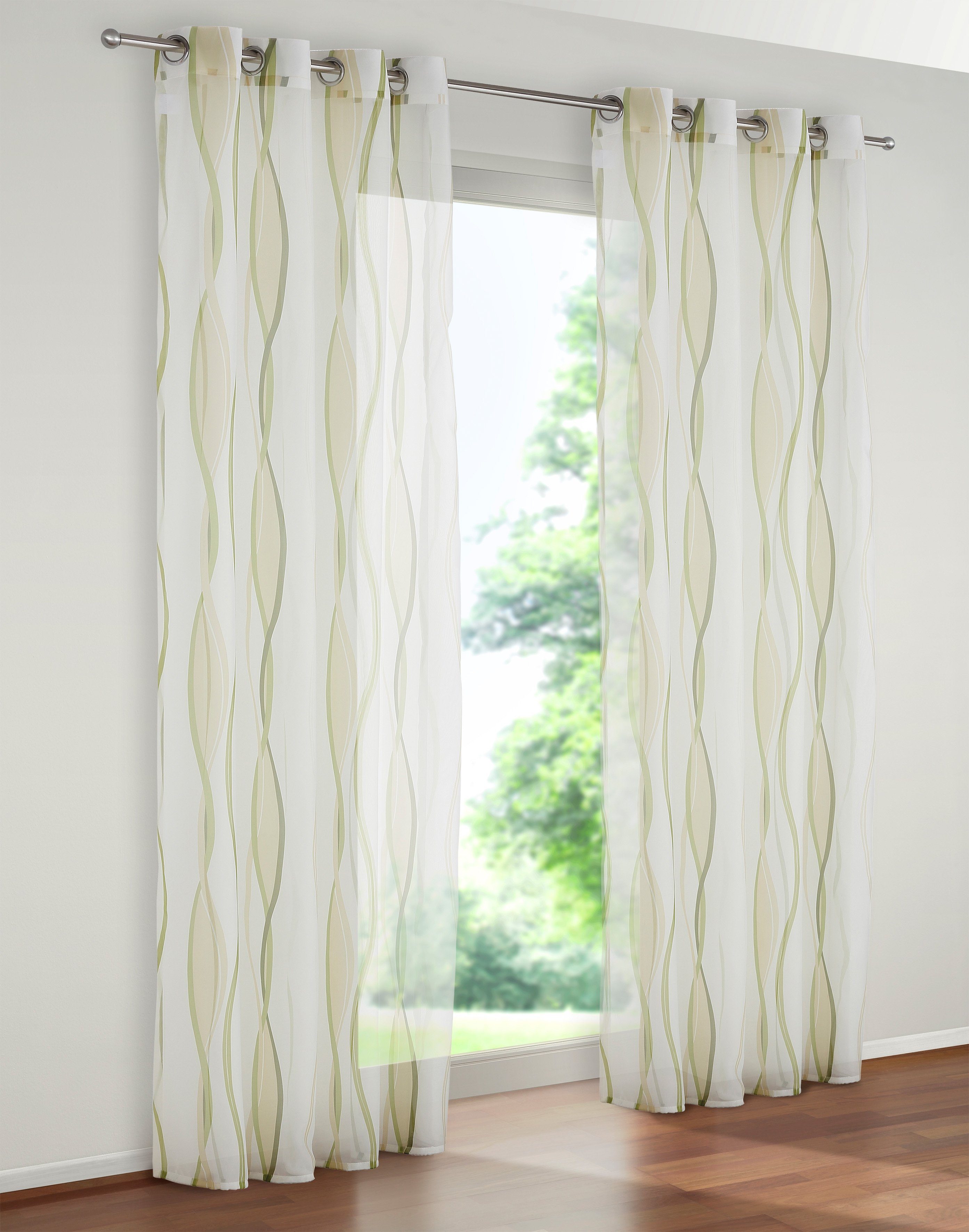 my home Gordijn Dimona set van 2, transparant, voile, polyester, golven (2 stuks)