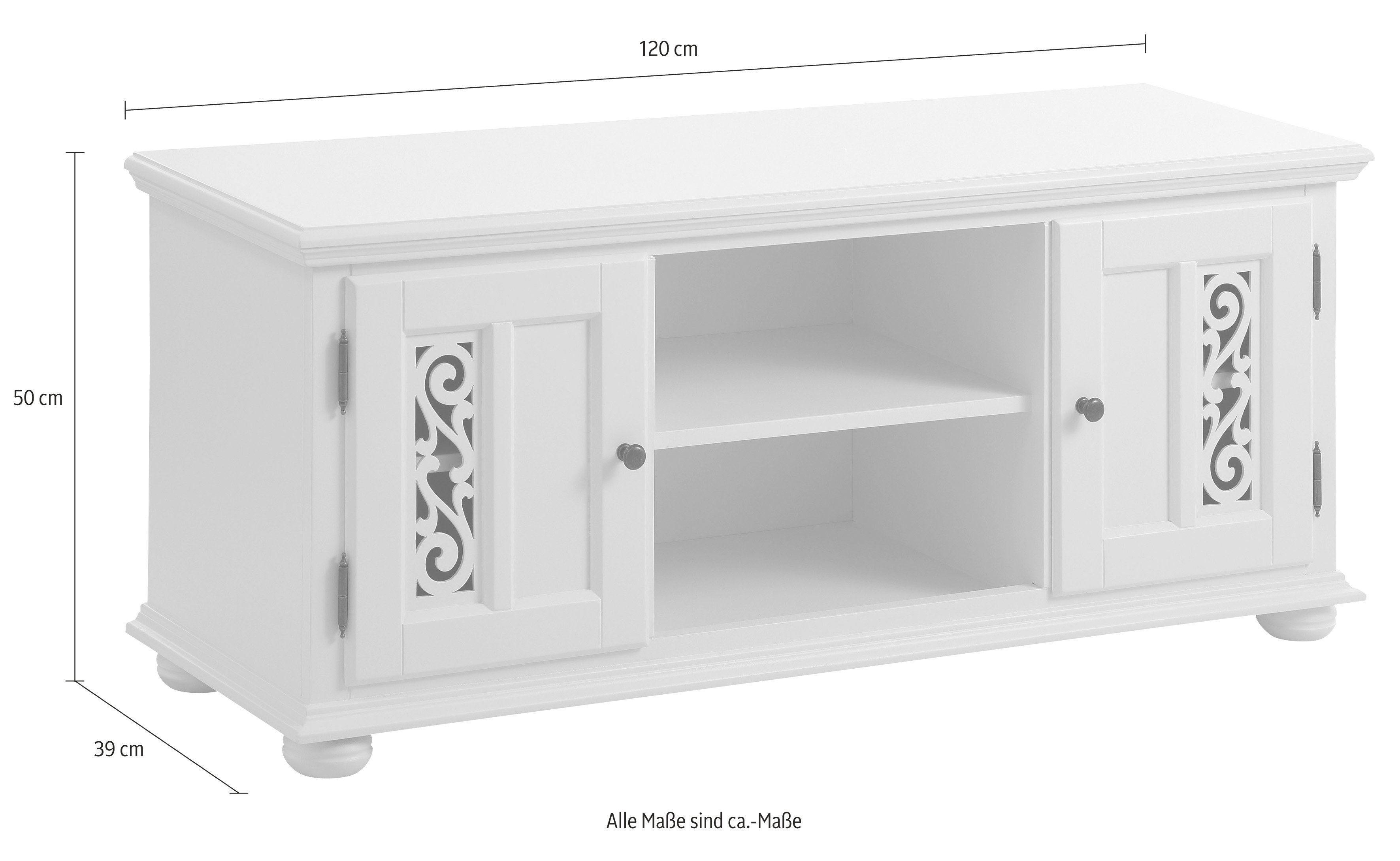 Home affaire Zitbank Arabeske met freeswerk op de deurfronten, bolpoten, breedte 120 cm