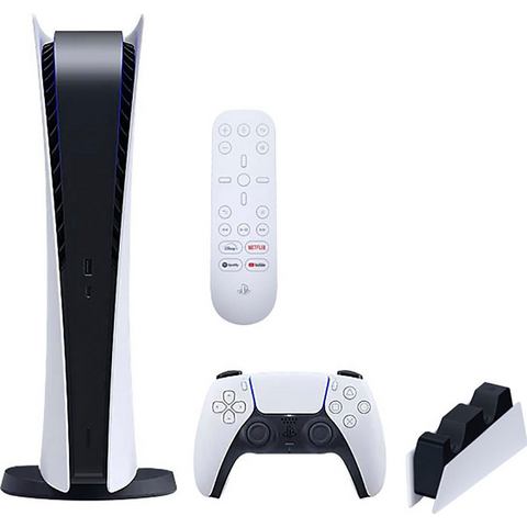 PlayStation 5 Console PS5 Digital Konsole + Ladestation + Medienfernbedienung