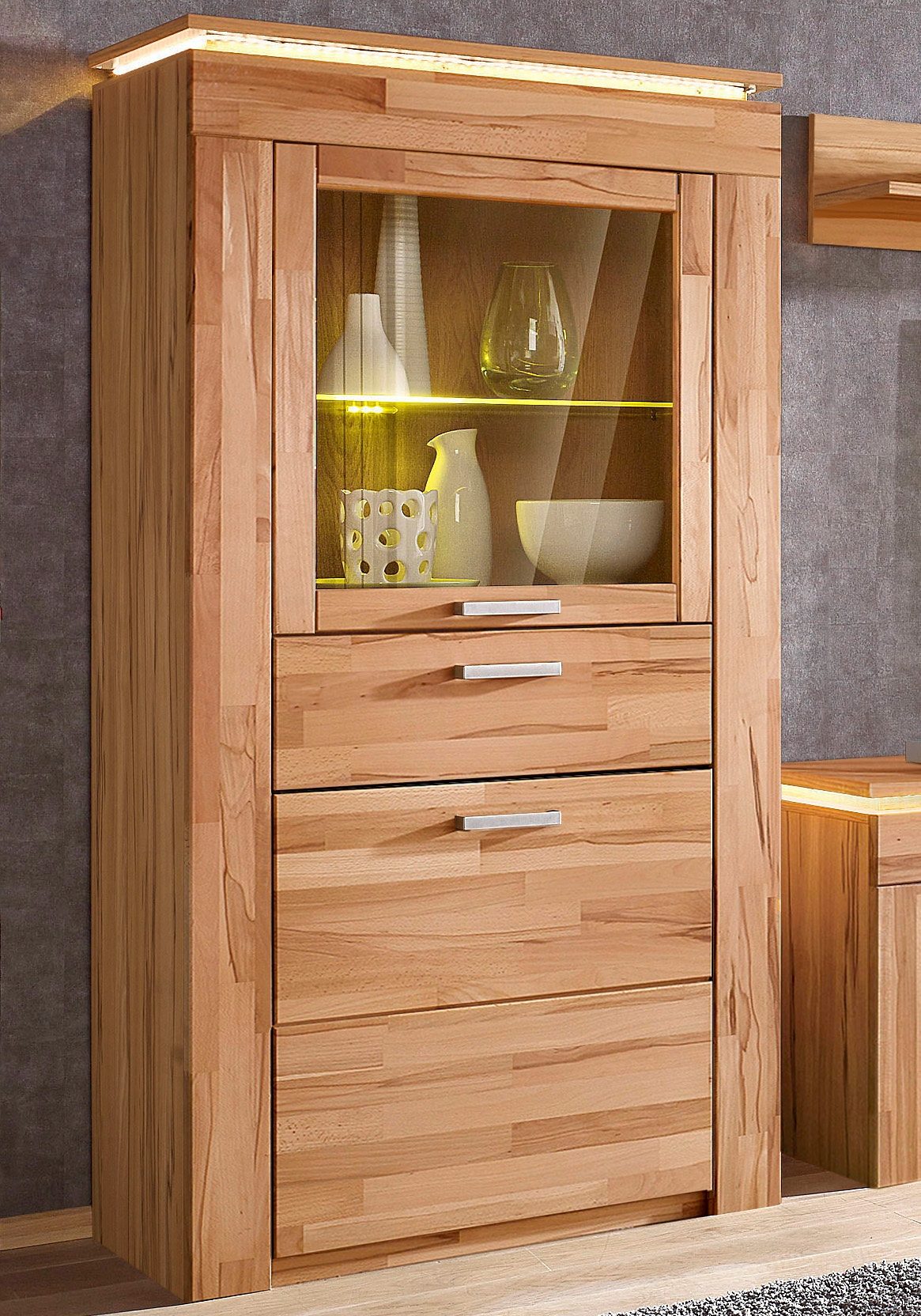 VOGL Möbelfabrik Vitrinekast Hoogte 158 cm vitrinekasten beige