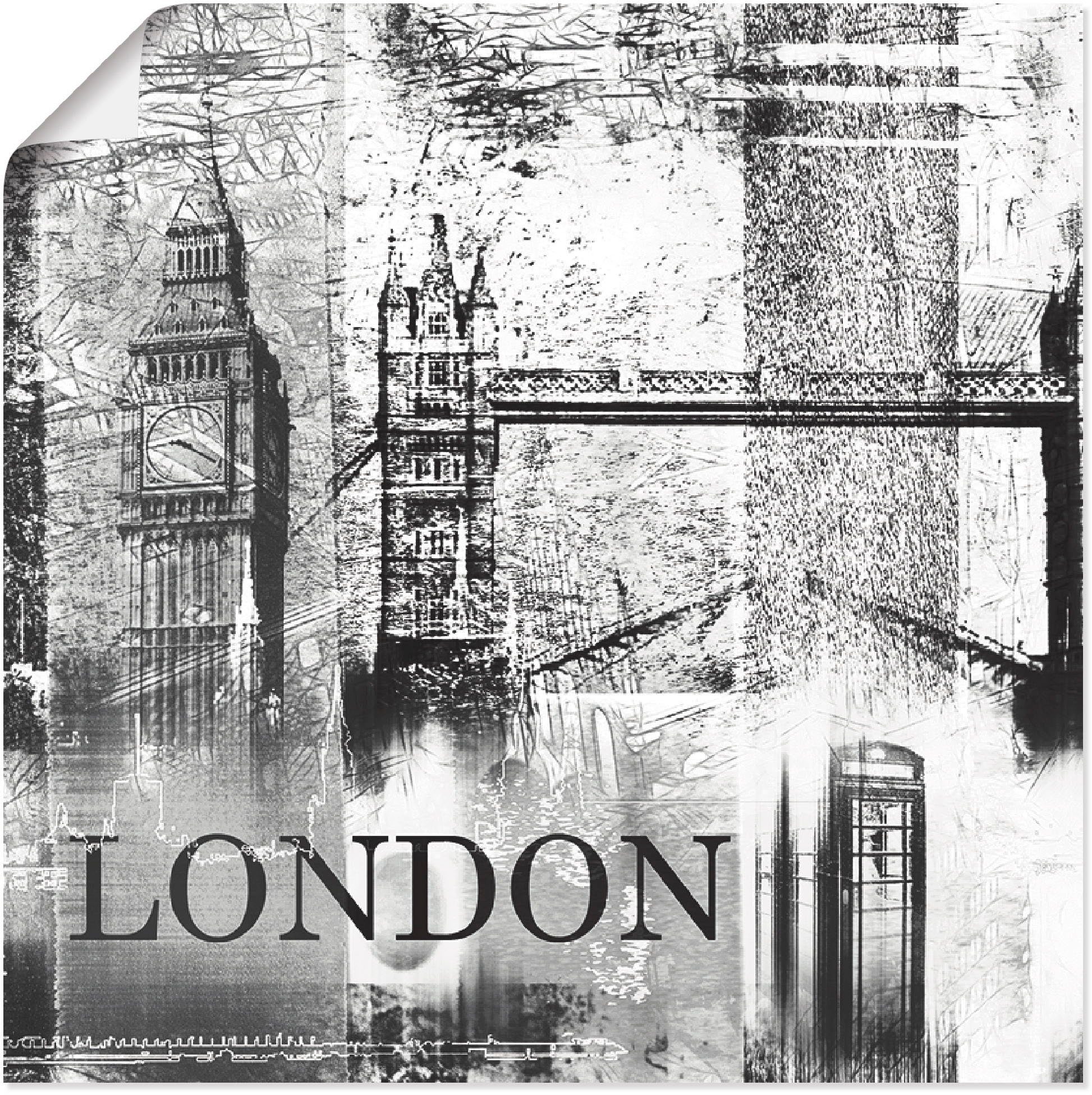 Artland Artprint Londen Skyline abstracte collage 04 in vele afmetingen & productsoorten -artprint op linnen, poster, muursticker / wandfolie ook geschikt voor de badkamer (1 stuk)