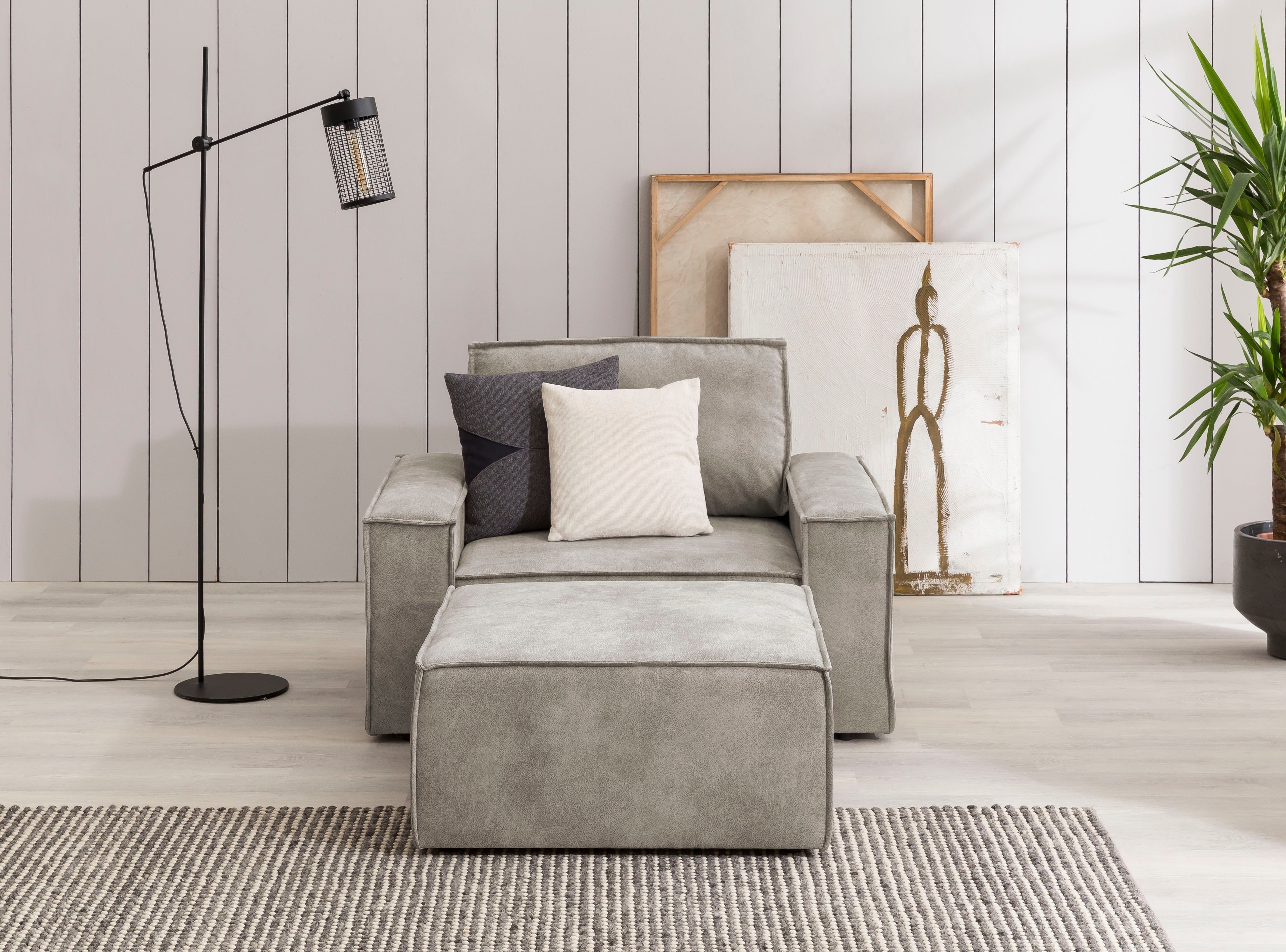 Home affaire Fauteuil Sherwood Loveseat en hocker als set, passend bij de bekleding-serie SHERWOOD