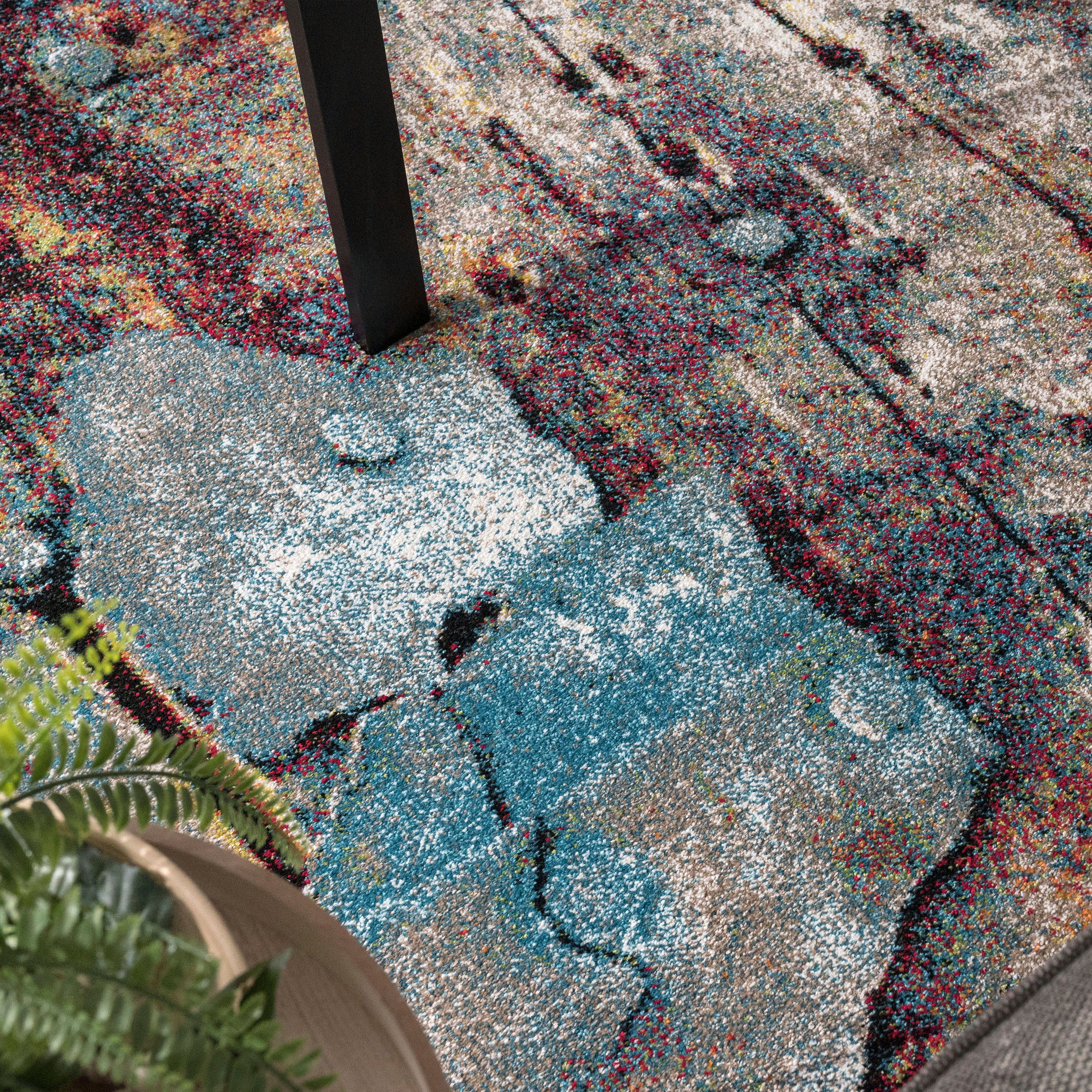 Paco Home Vloerkleed Natura 850 Korte pool met artistiek houten platendesign