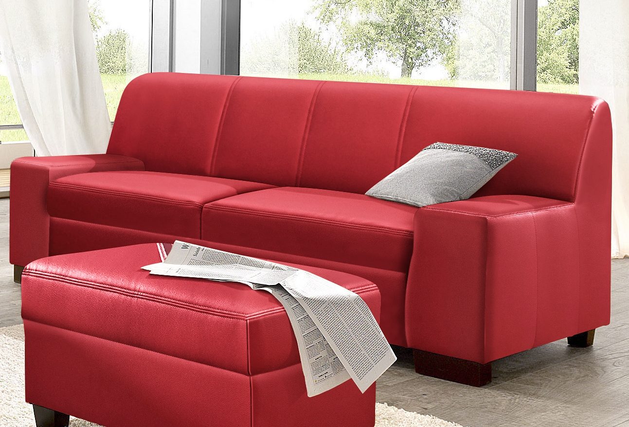 DOMO collection 2-zitsbank Norma Top, elegant en modern, platte armleuningen, comfortabel rood, banken, 192 cm