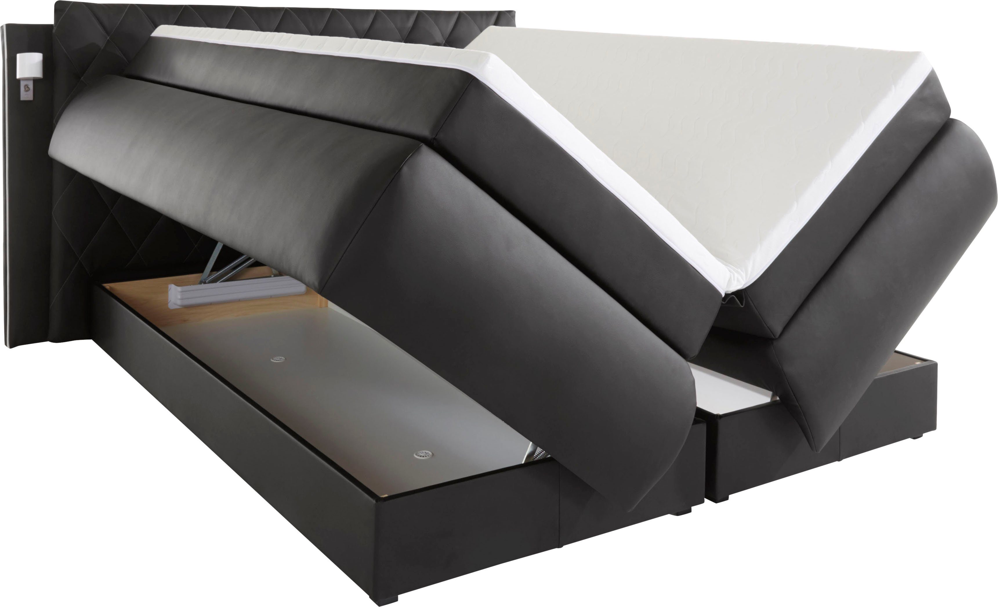COLLECTION AB Boxspring inclusief bedkist, ledverlichting en topmatras