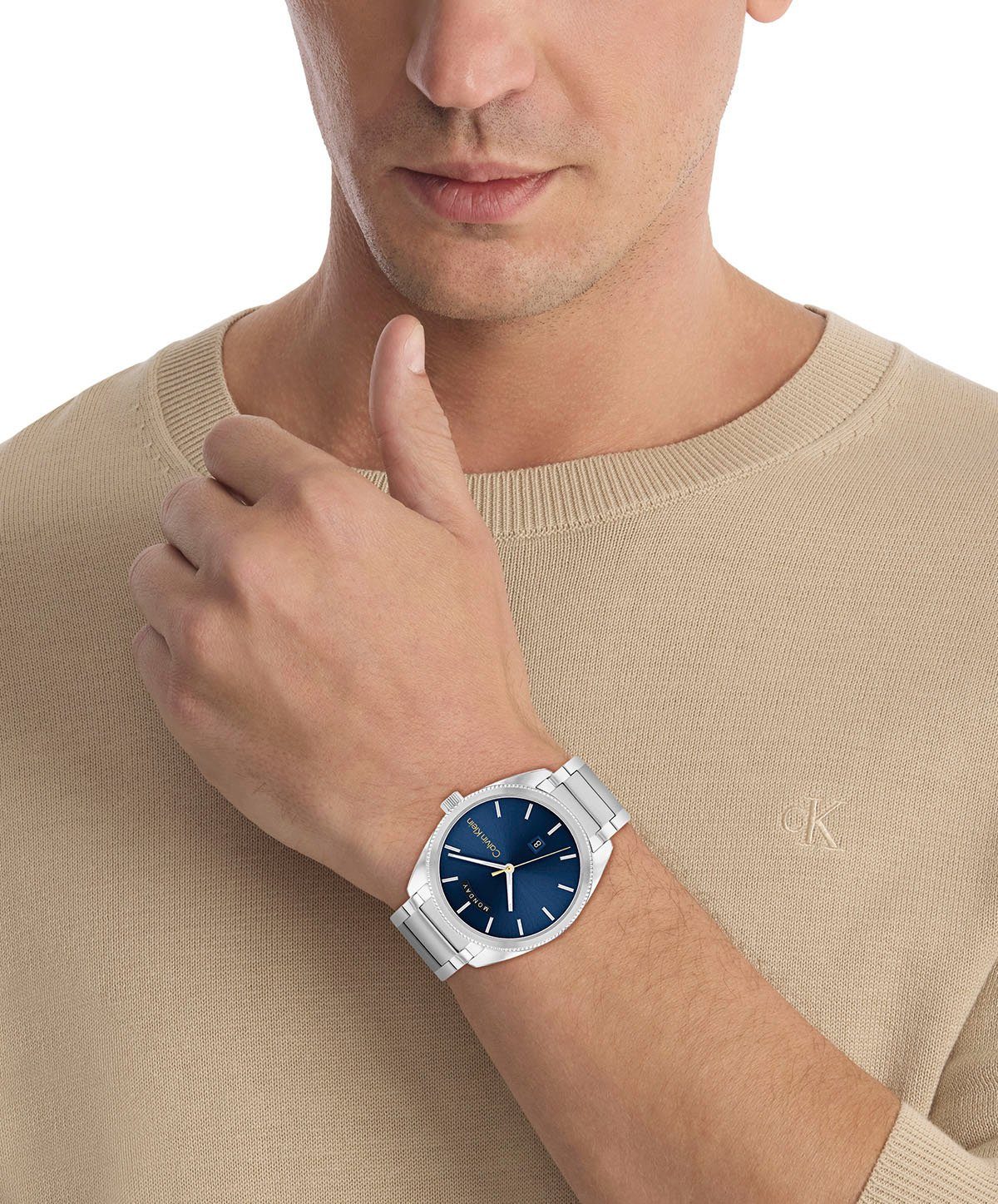 Calvin Klein Kwartshorloge Timeless Horloge, herenhorloge, datum, mineraalglas, roestvrijstalen band