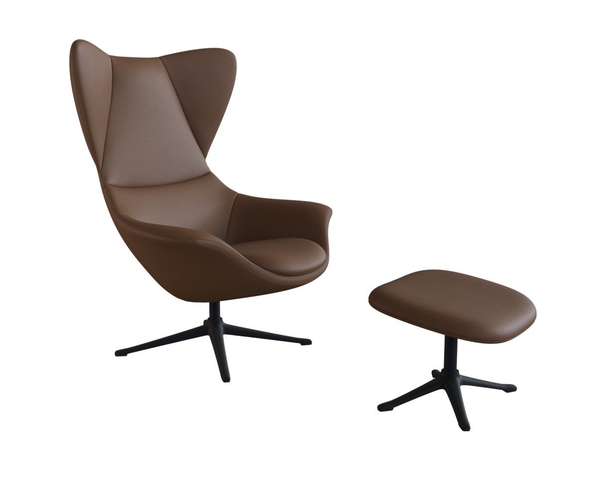 FLEXLUX Oorfauteuil Stilo relaxstoel, TV-stoel Solitaire, stijlicoon, draaibaar, zwarte poot