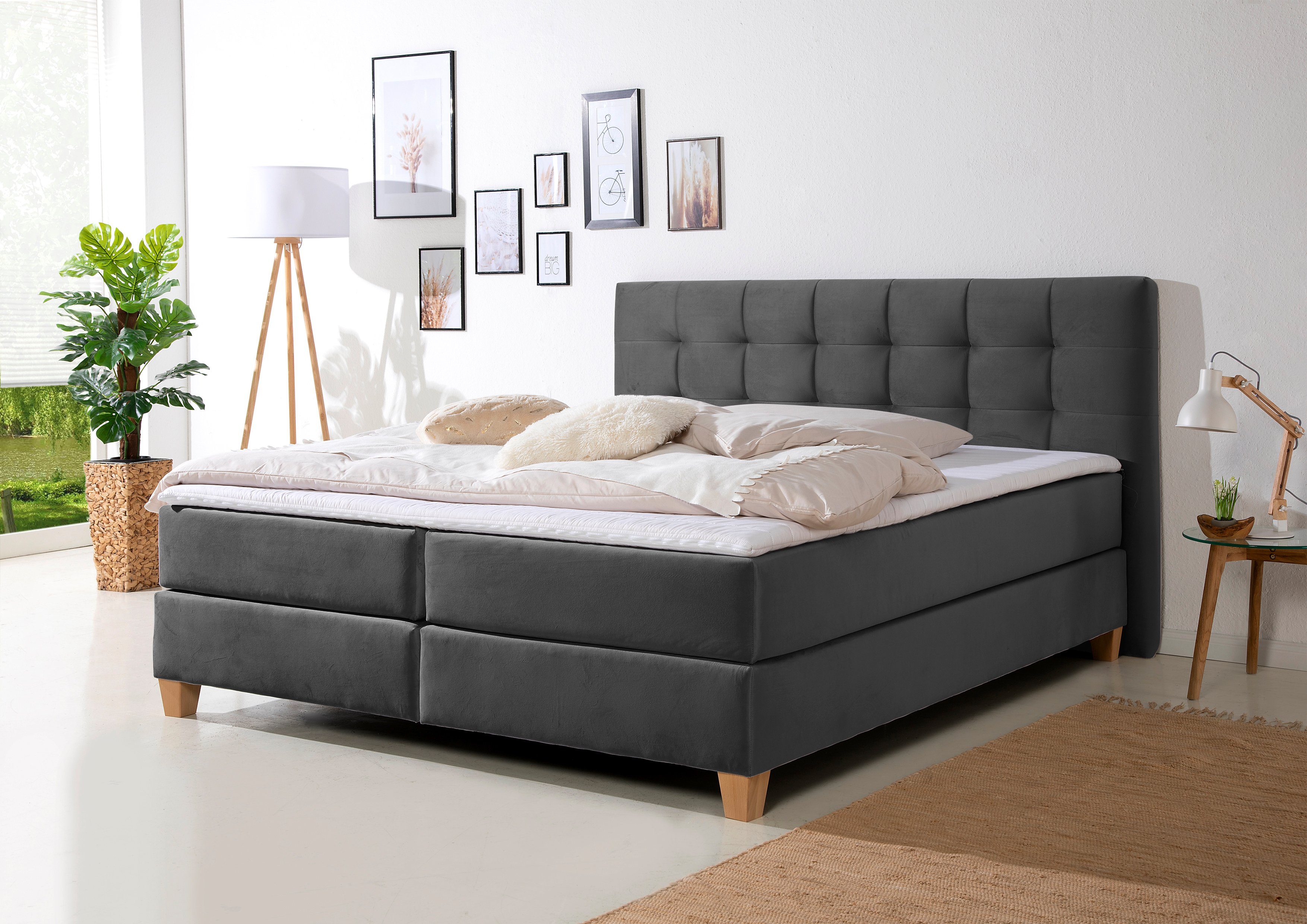 Home affaire Boxspring Moulay incl. topmatras, in extra lang 220 cm, 3 hardheden, ook in h4