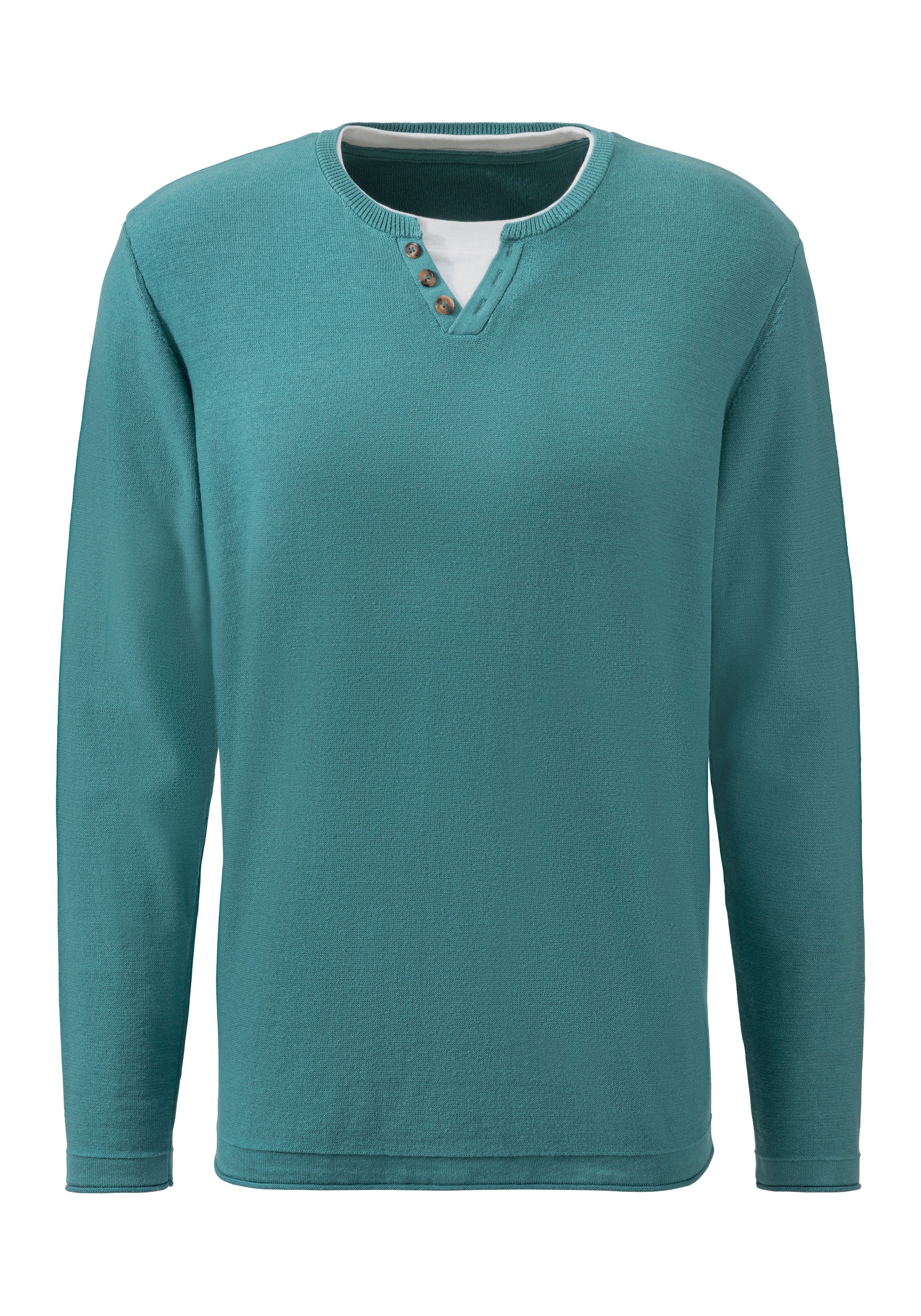 H.I.S Gebreide trui Pullover met hoogwaardige halsafwerking in double-layer look