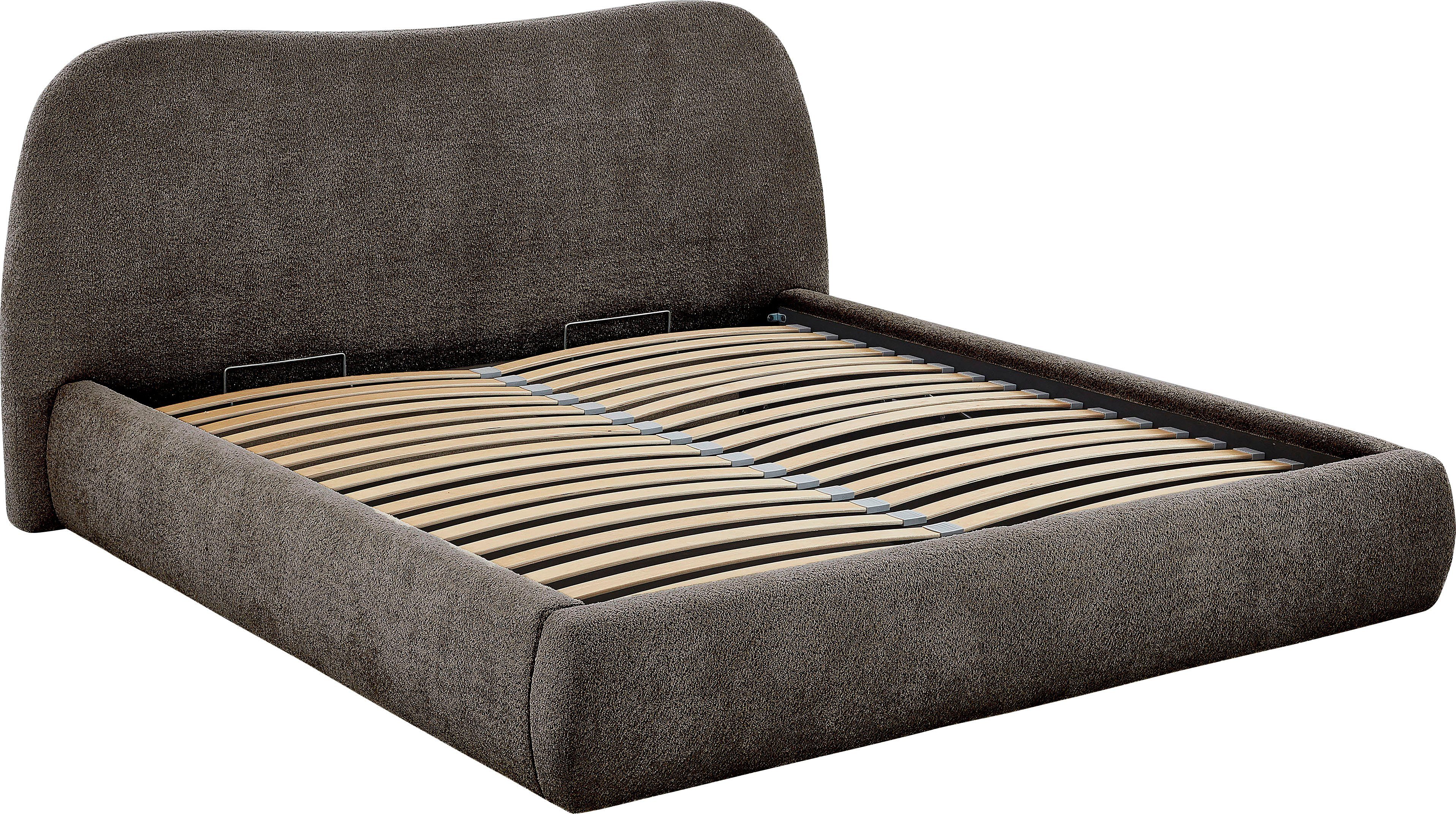 ATLANTIC home collection Gestoffeerd bed Sophie met of zonder opbergruimte, hoogwaardige bouclé bekleding