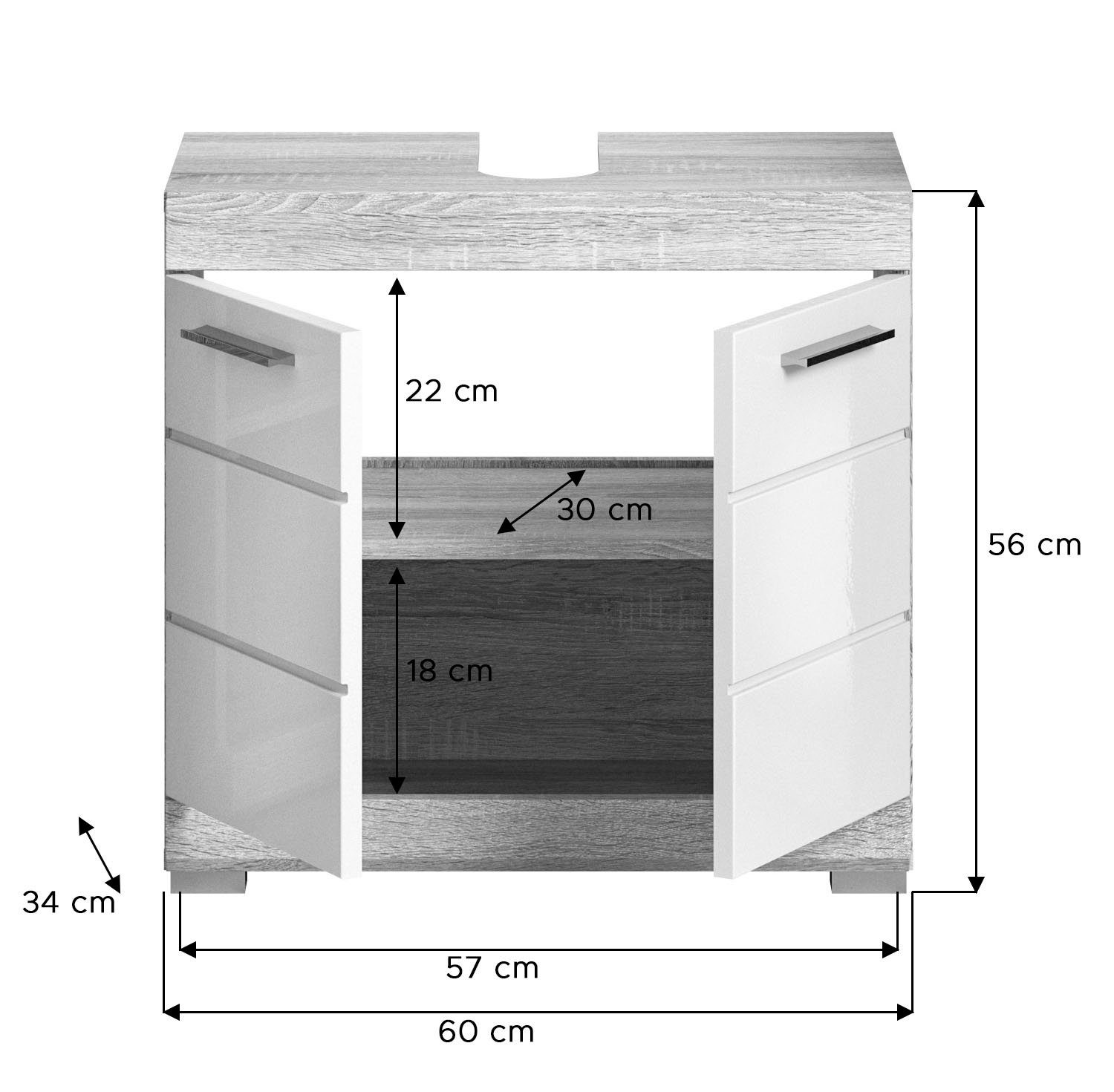 INOSIGN Badkamerserie Siena, 3-delig, bestaande uit: Hoge kast, wastafelonderkast, spiegelkast (set, 3-delig)