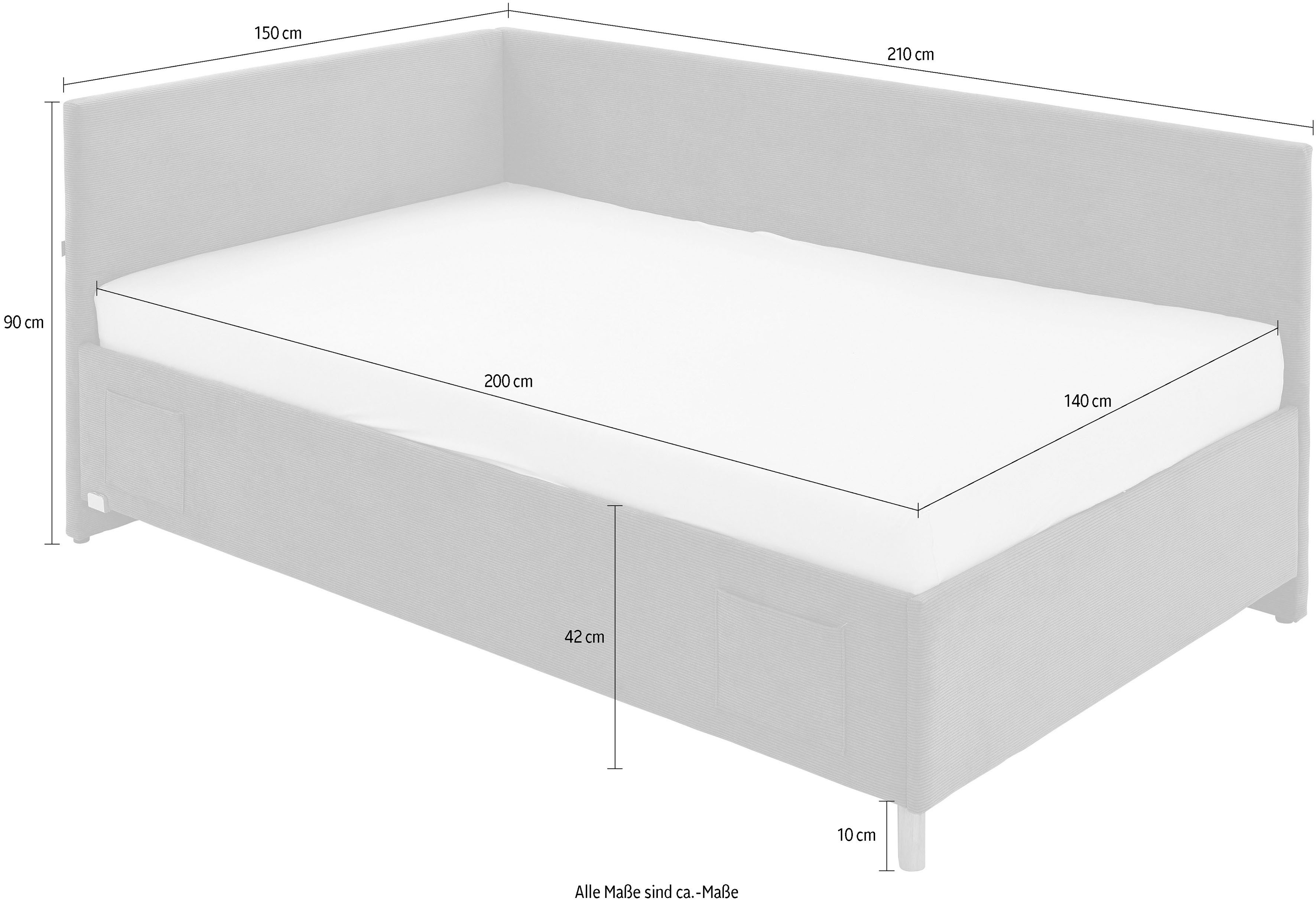 meise.möbel Kinderledikant FUN II Bekleed bed naar keuze met bedkist, tienerbed inclusief USB-aansluiting