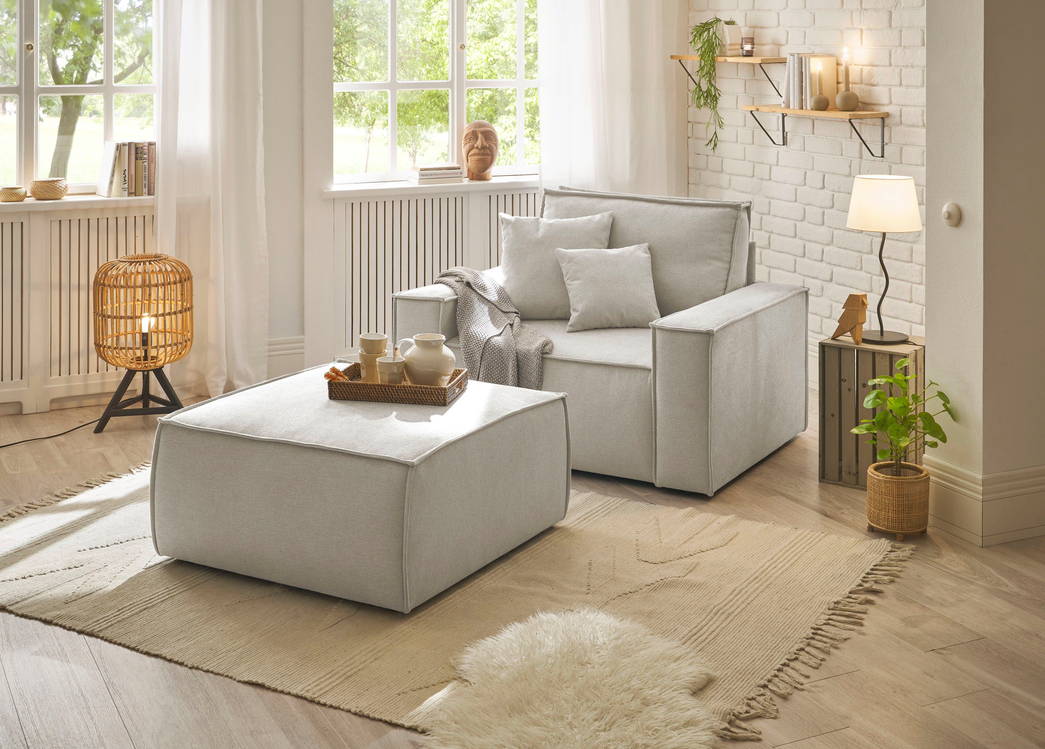 andas Loveseat Finnley Loveseat en hocker als set, passend bij de bekleding-serie Finnley (2-delig)