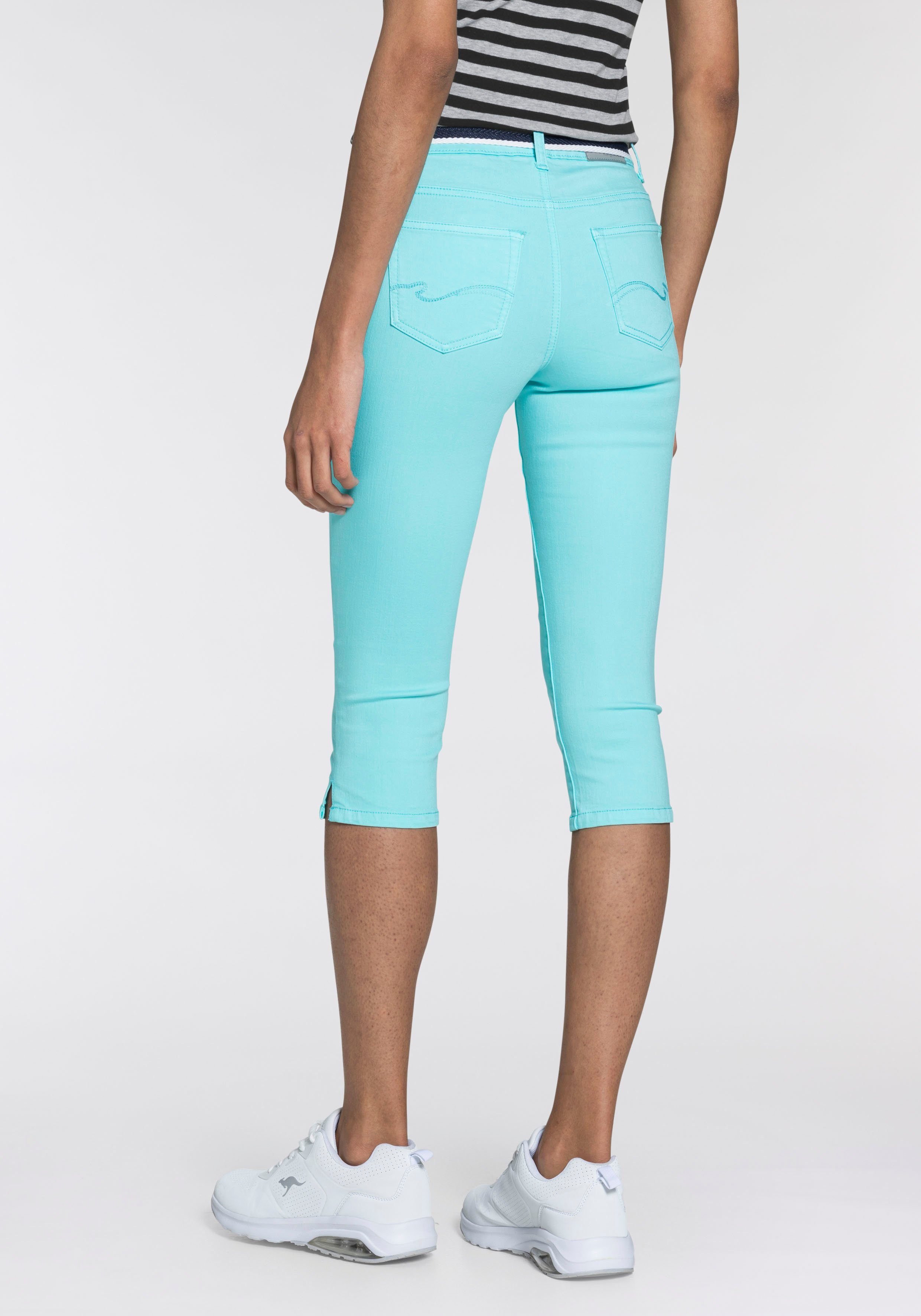 KangaROOS Capri jeans Capri-jeans met riem Skinny fit, met split, normale taille (set, Met een afneembare riem)
