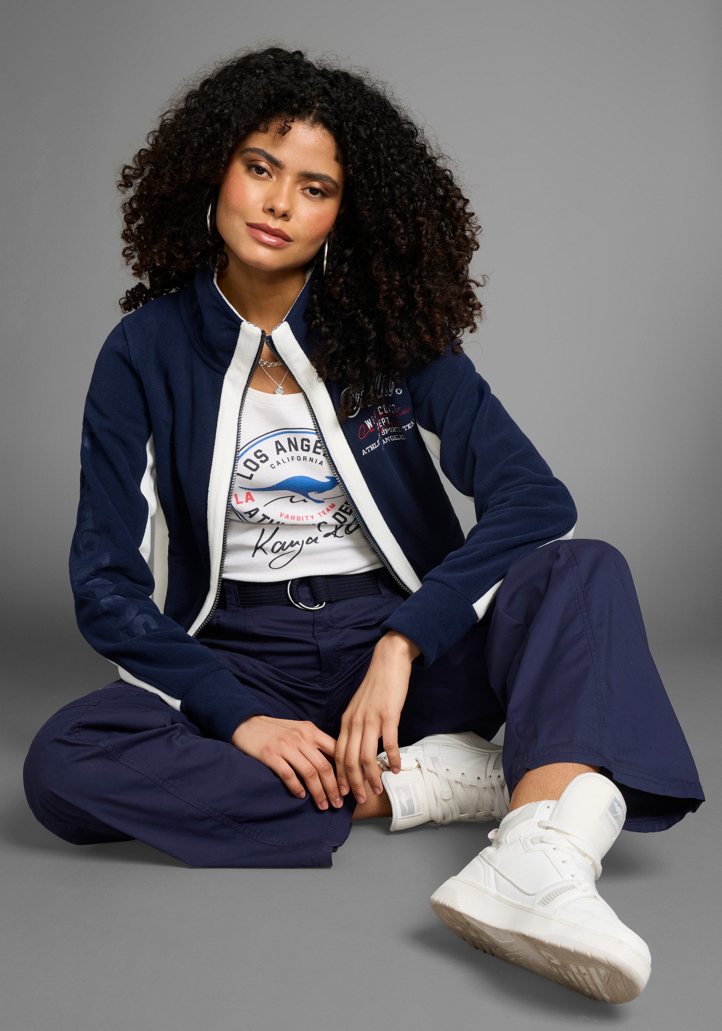 KangaROOS Fleecejack voor koude dagen, sneldrogend, warm, figuurvolgende snit