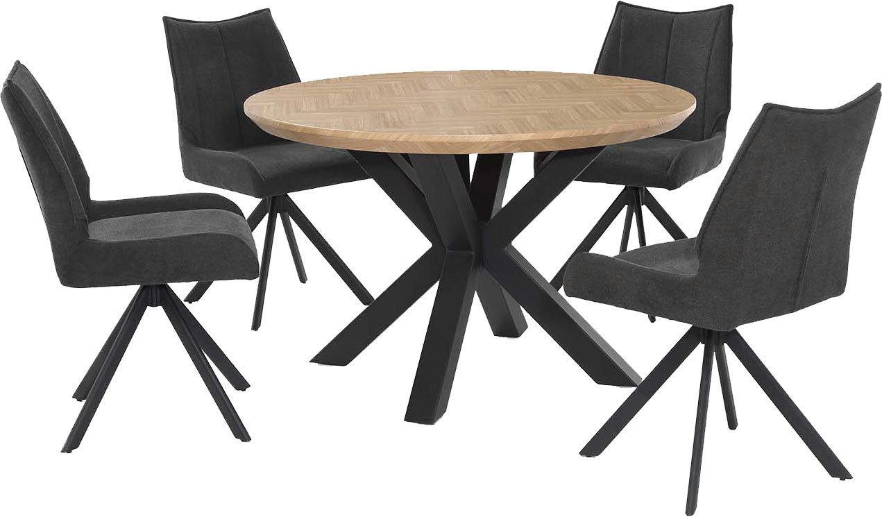 Jockenhöfer Gruppe Eettafel OAKLAND rond, 120 cm ø, parketlook, metalen onderstel