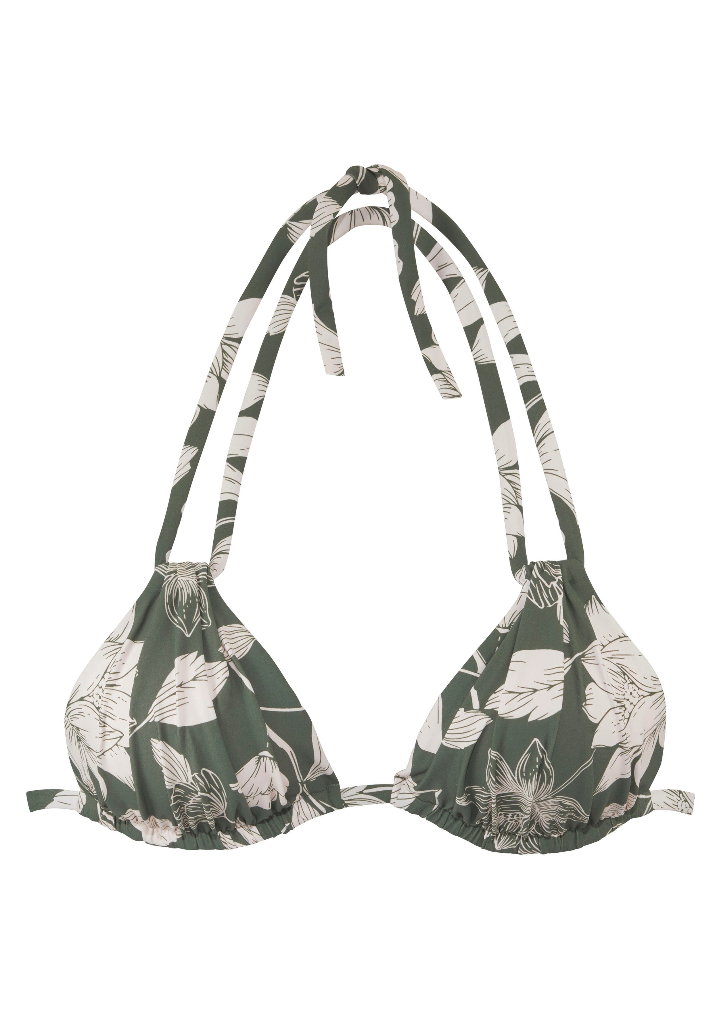 s.Oliver RED LABEL Beachwear Triangel-bikinitop Lady met een bloemmotief dames bikini's maat A/B A/B groen