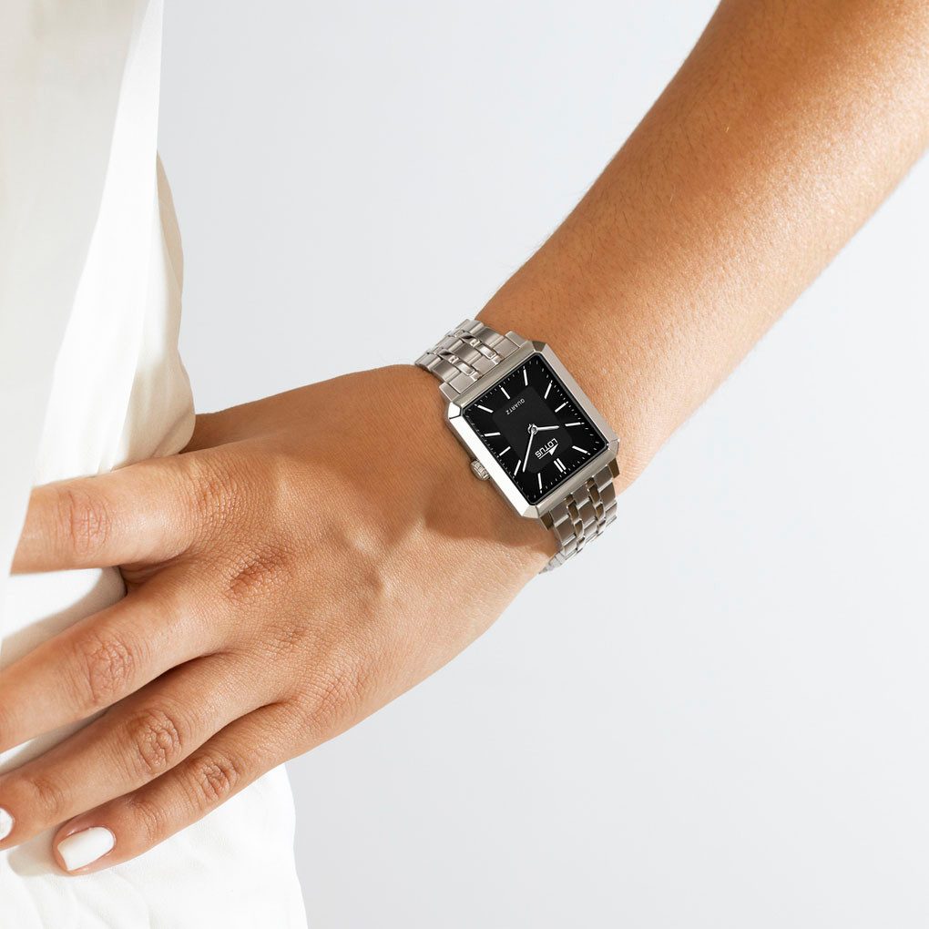 Lotus Kwartshorloge Square Horloge, dameshorloge, stalen band, analoog