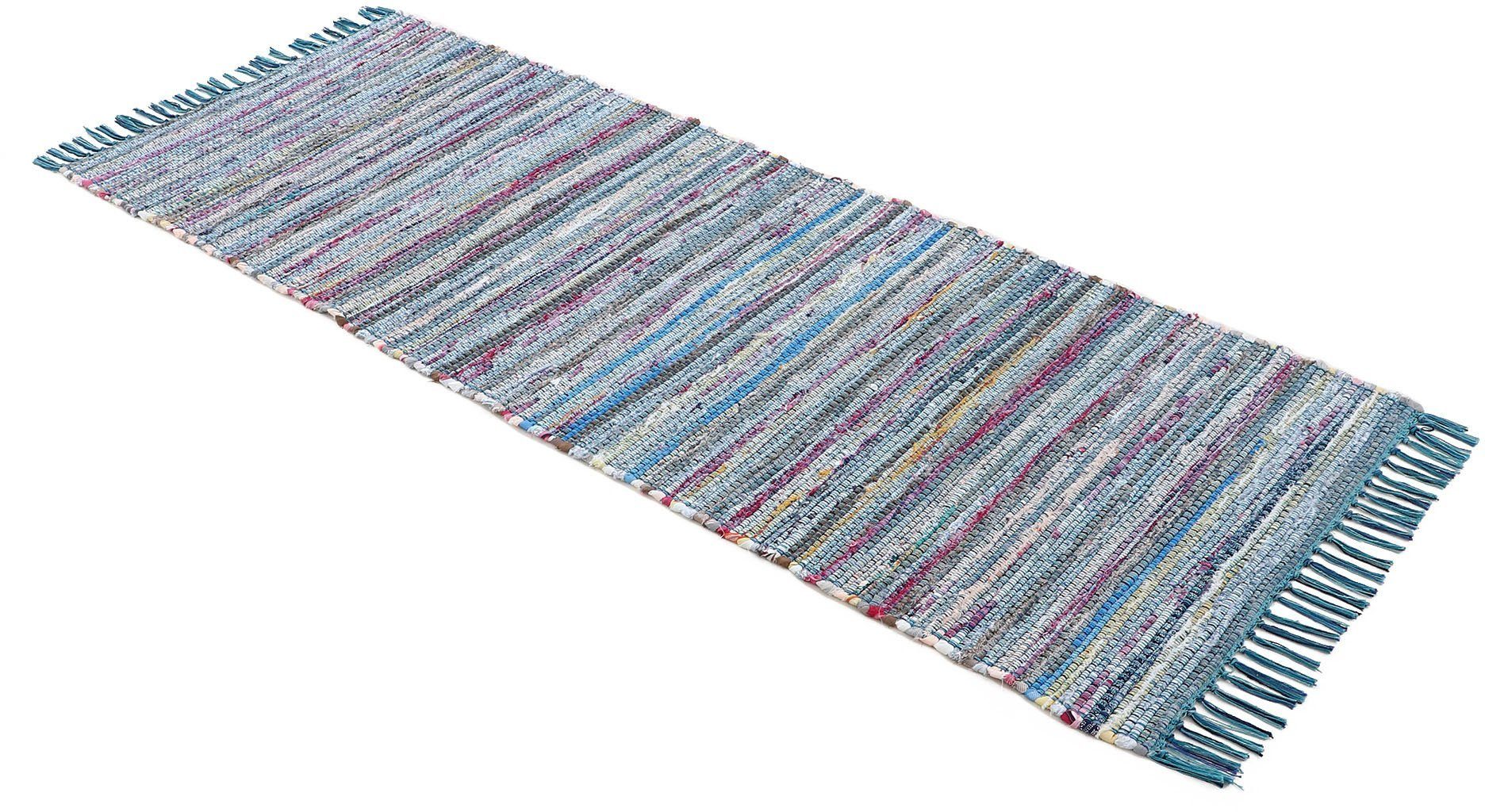carpetfine Vloerkleed Kelim Chindi, omkeerbaar tapijt handgeweven, patchwork tapijt met franjes, ook verkrijgbaar in loperformaten