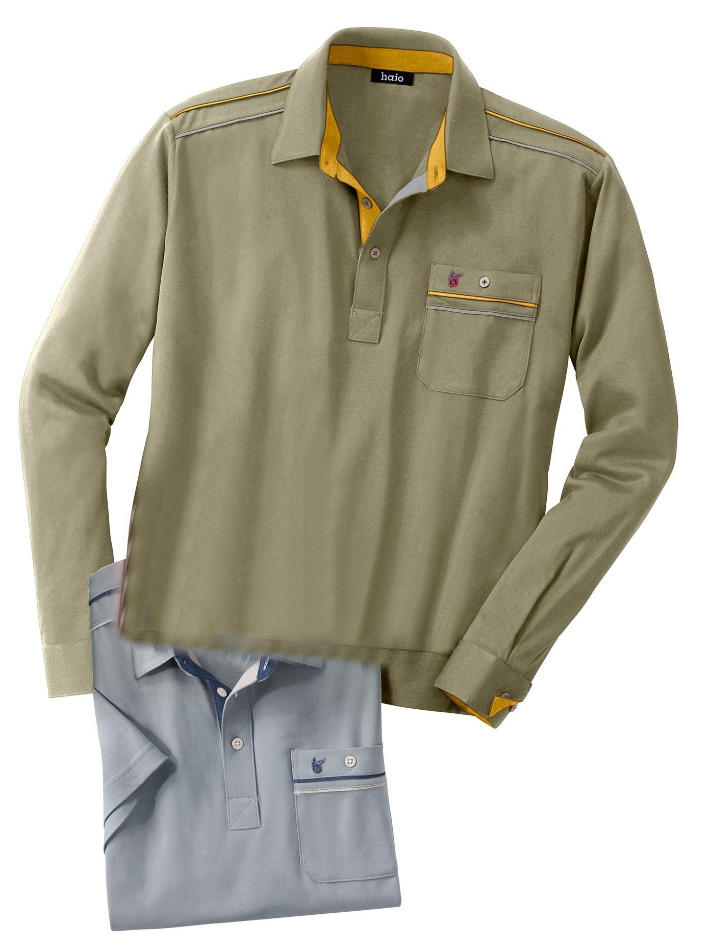 Classic Poloshirt met lange mouwen (1-delig) heren knoopsluiting maat 56/58 groen