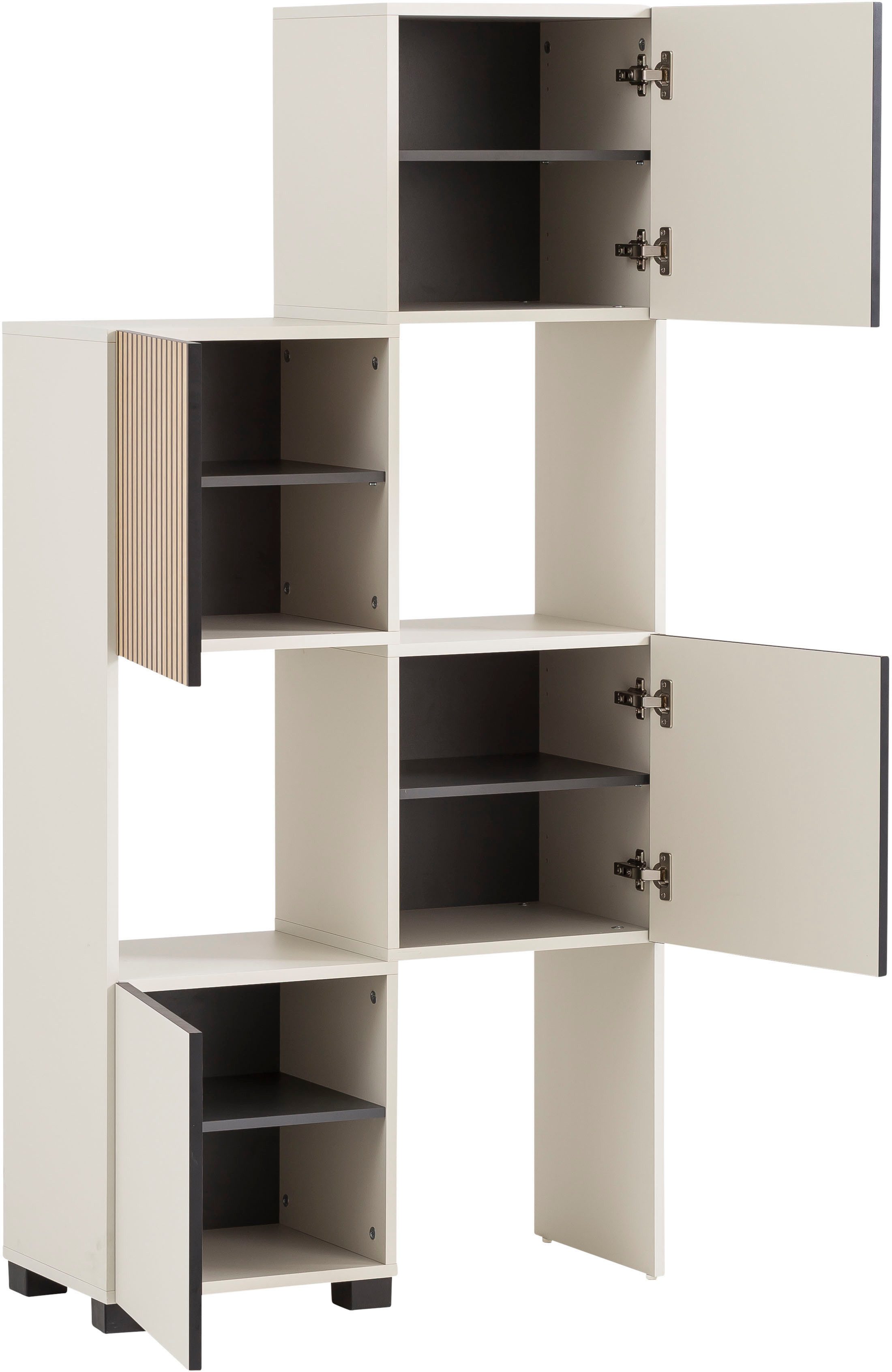 Schildmeyer Schuifkast Alexa, breedte variabel van 40 tot 70 cm Deurfront met akoestische print, greeploze opening