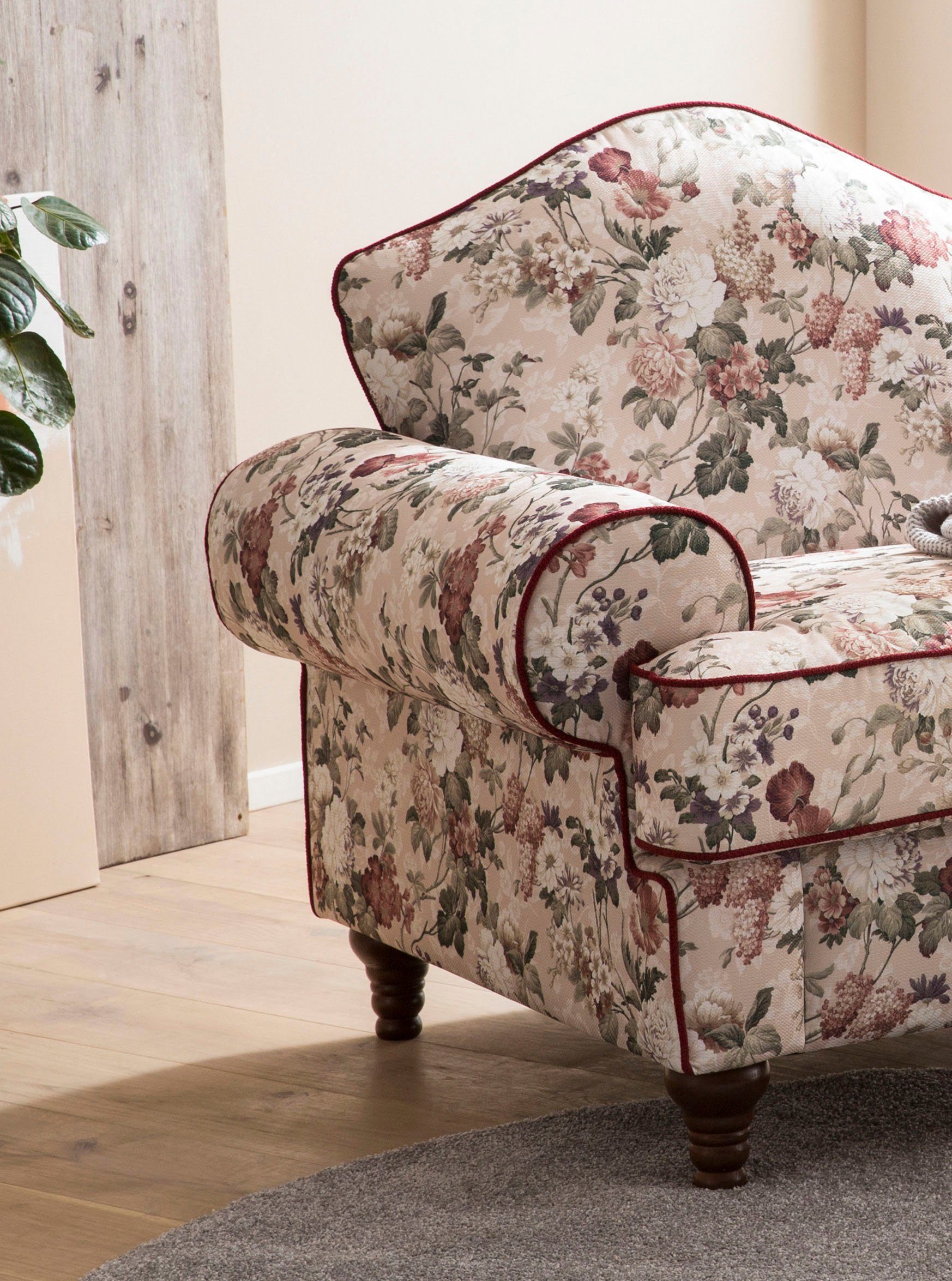 Home affaire Fauteuil LUCIENNE met gedraaide houten poten