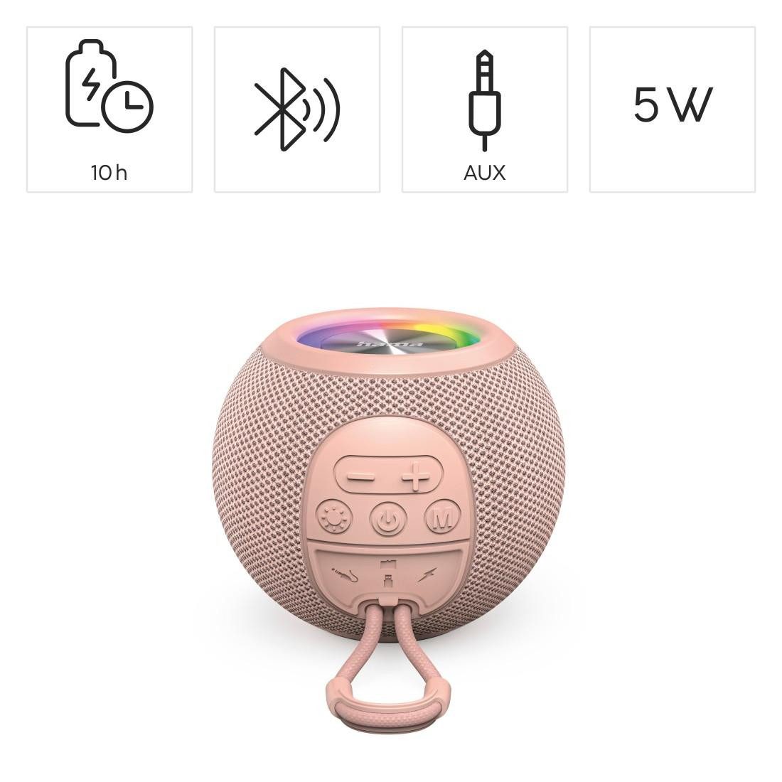 Hama Bluetooth luidspreker Bluetooth®-luidspreker "Ball Shape Speaker", 5 lichtmodi, 5W